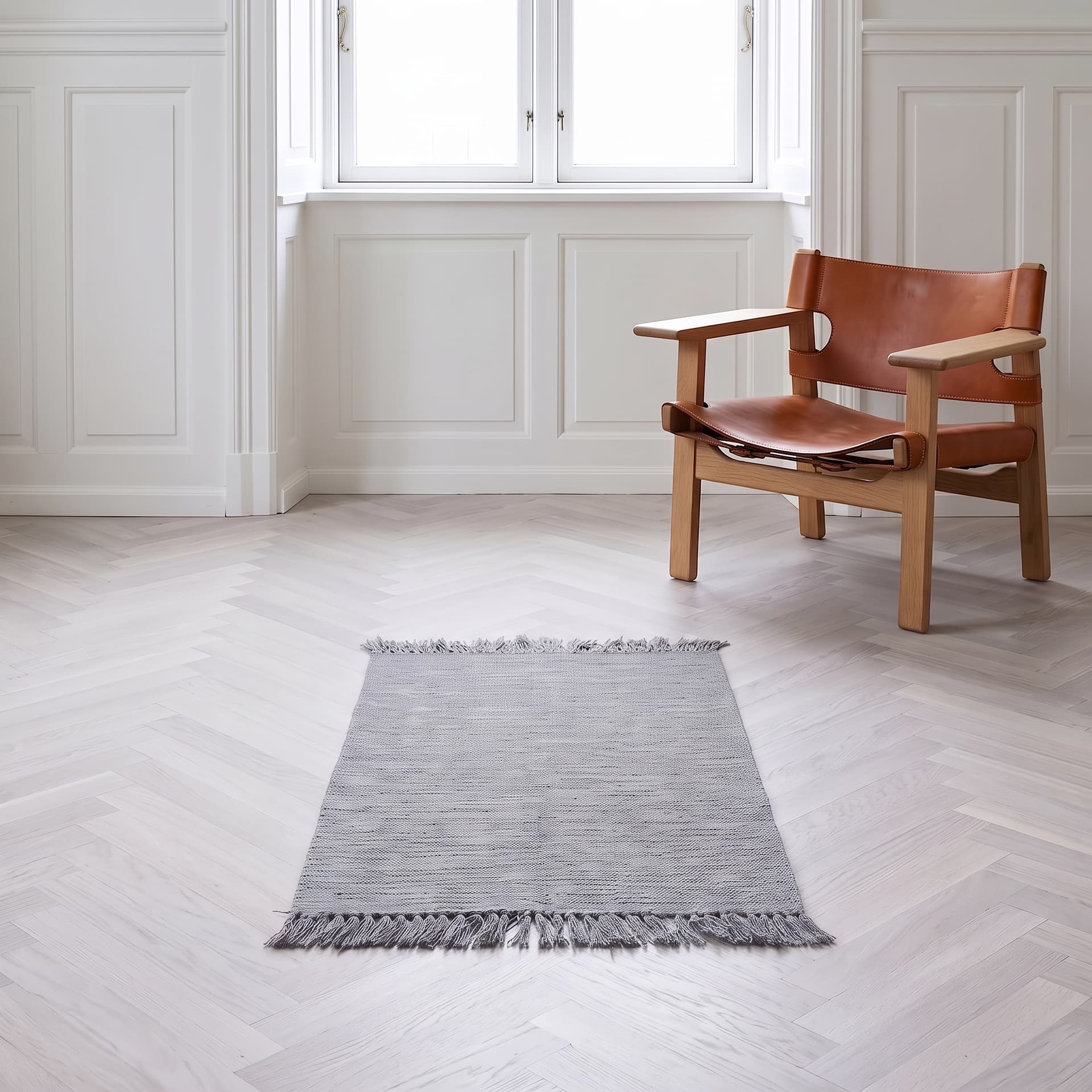 AILA -  gråt gulvtæppe i 100% bomuld – 50×80 cm