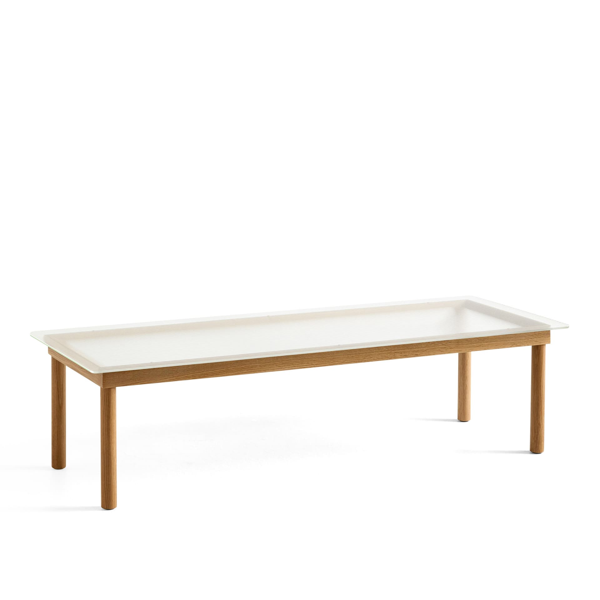 HAY - Kofi Coffee Table 140x50 cm Lacquered Oak / Reeded Glass - Sofabord - Martin Solem - Tre farget - Glass/Tre