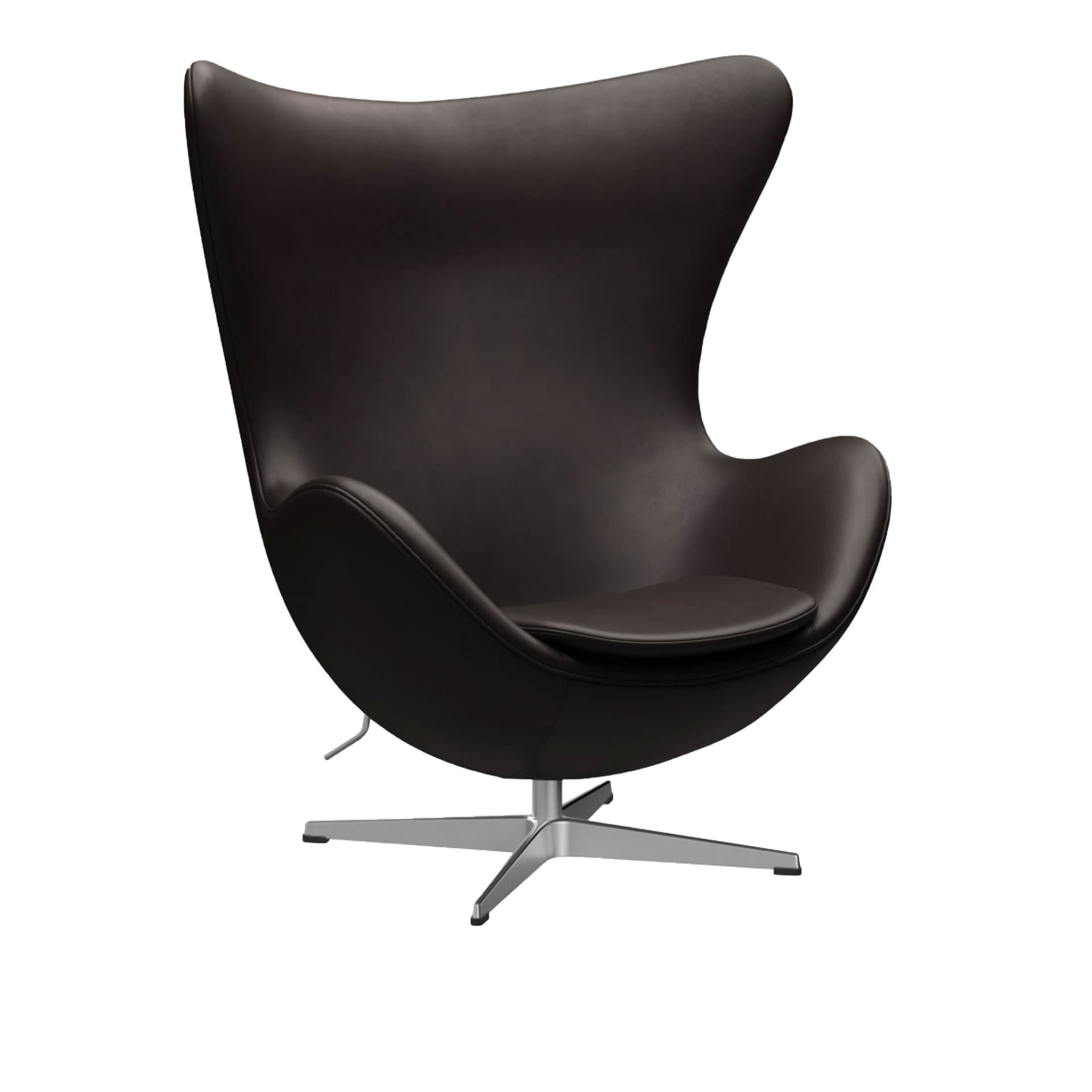 Fritz Hansen - 3316 Ägget, Läder, Grace Dark Brown - Svingbare lenestoler - Arne Jacobsen - Brun - Lær/Metall/Skum