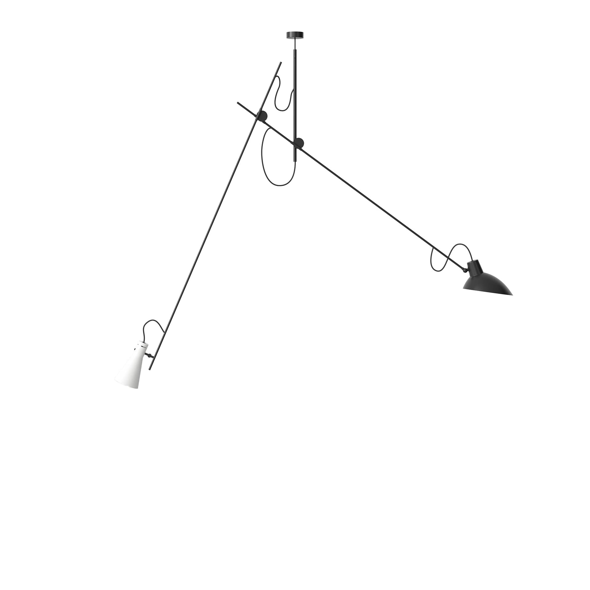 Astep - VV Cinquanta Suspension, Black Structure, White and Black Reflectors - Pendellamper - Vittoriano Viganò - Svart,Hvit