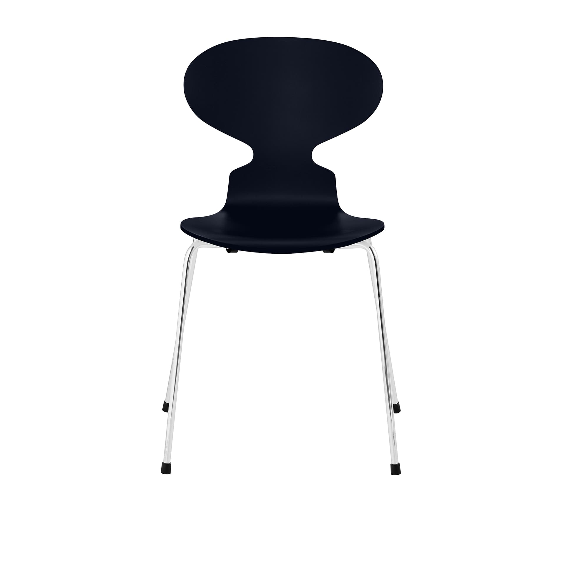 Fritz Hansen - Ant 3101 lakkert bøketrefinér stålstativ krom midnight blue - Spisestoler - Arne Jacobsen - Blå - Metall/Tre