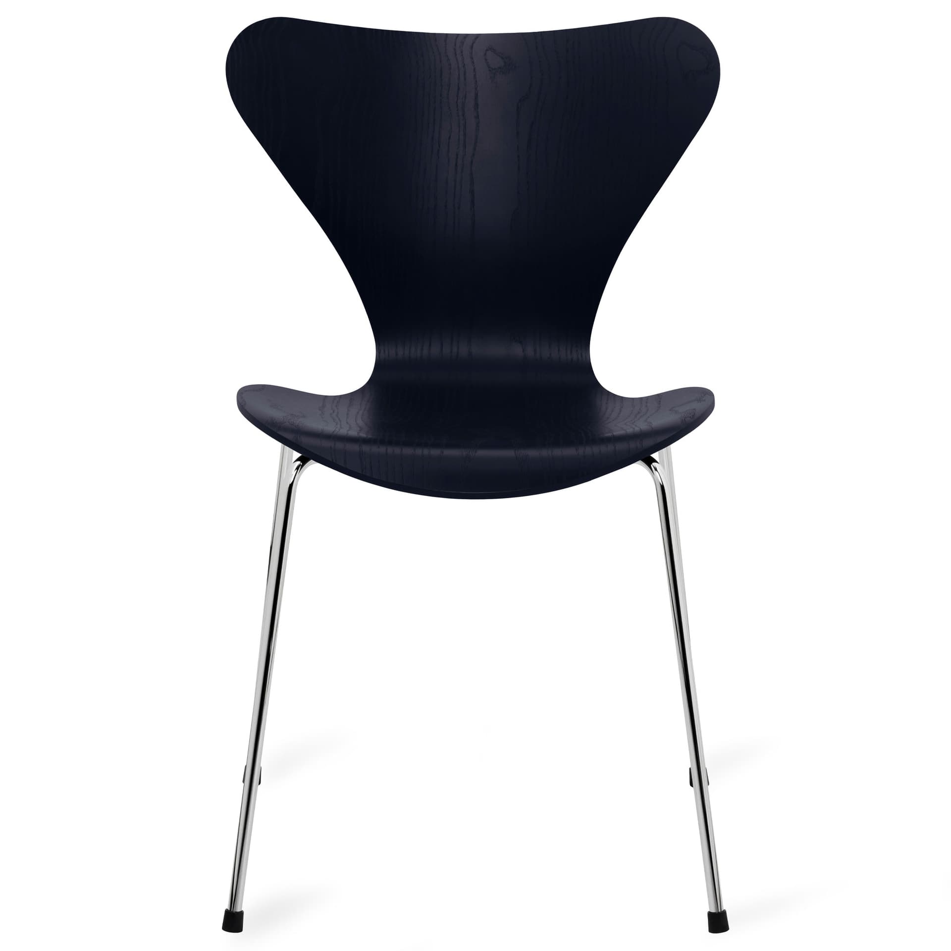 Fritz Hansen - Series 7 stol 3107 farget askfiner stålram krom midnight blue - Spisestoler - Arne Jacobsen - Blå - Metall/Tre