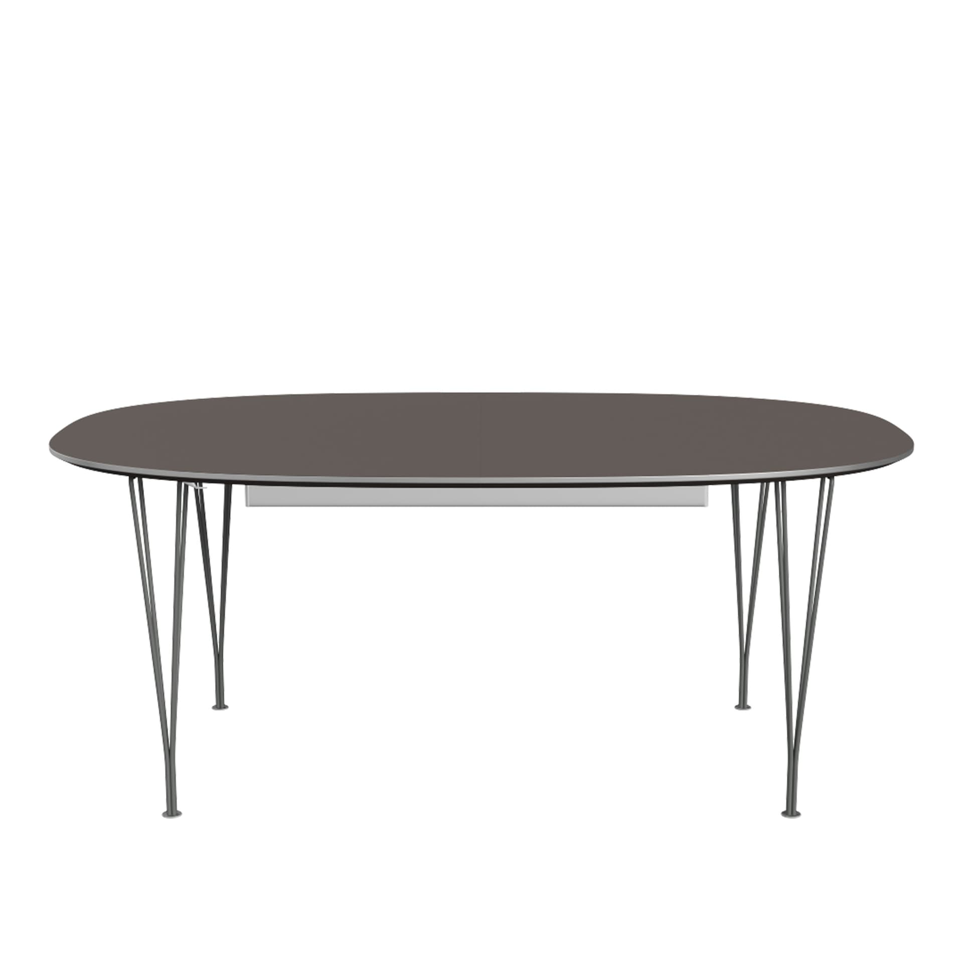 Fritz Hansen - B620 Superellips Pull-out, Laminate, Grey, Grey powder coating - Spisebord - Arne Jacobsen,Bruno Mathsson,Piet Hein