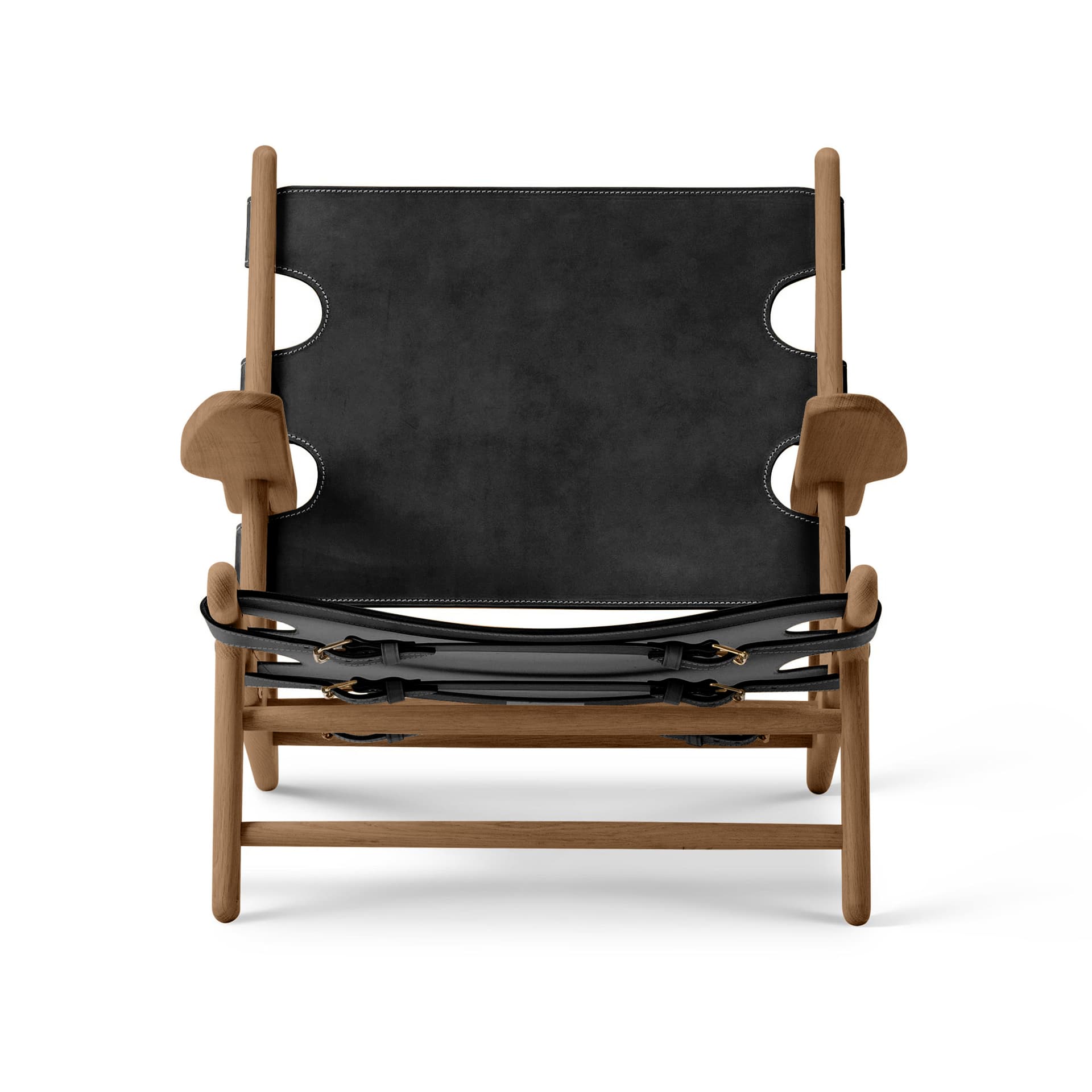 Fredericia Furniture - The Hunting Chair Smoked oak / Black leather - Lenestoler - Børge Mogensen - Svart - Lær/Tre