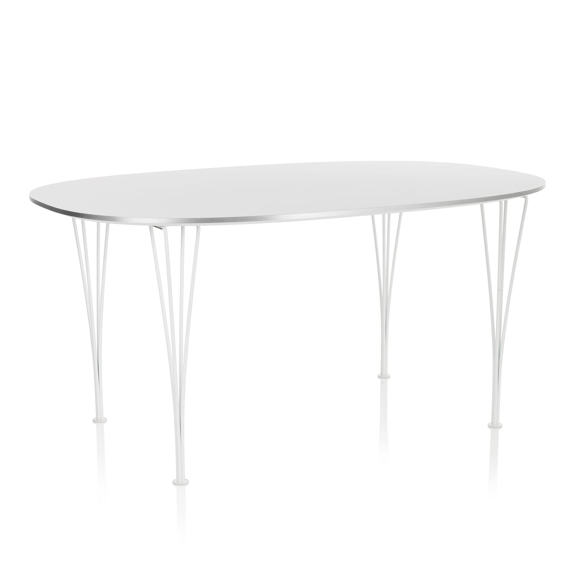 Fritz Hansen - B613 Superellips, 120x180 cm, Laminat, Vit, Vit pulverlack - Spisebord - Arne Jacobsen,Bruno Mathsson,Piet Hein - Hvit - Metall/Tre
