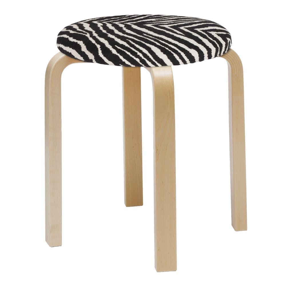 Artek - Pall E60 Klädd Sits Zebra - Krakker - Alvar Aalto - Tre farget - Tre