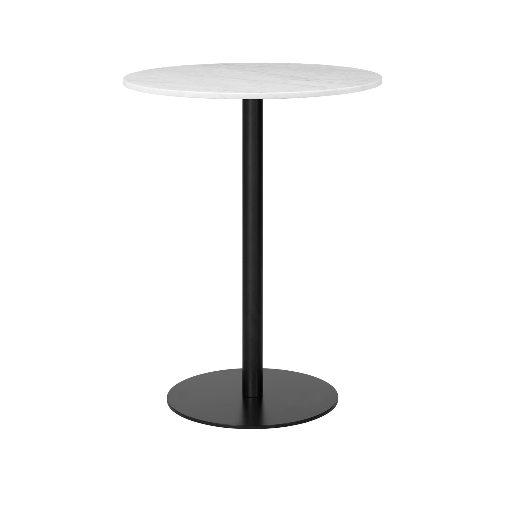 Gubi - Gubi 1.0 Bar Table, Round, Ø80, Black Base, Marble Top - Bianco Carrara - Barbord - Hvit - Metall/Stein