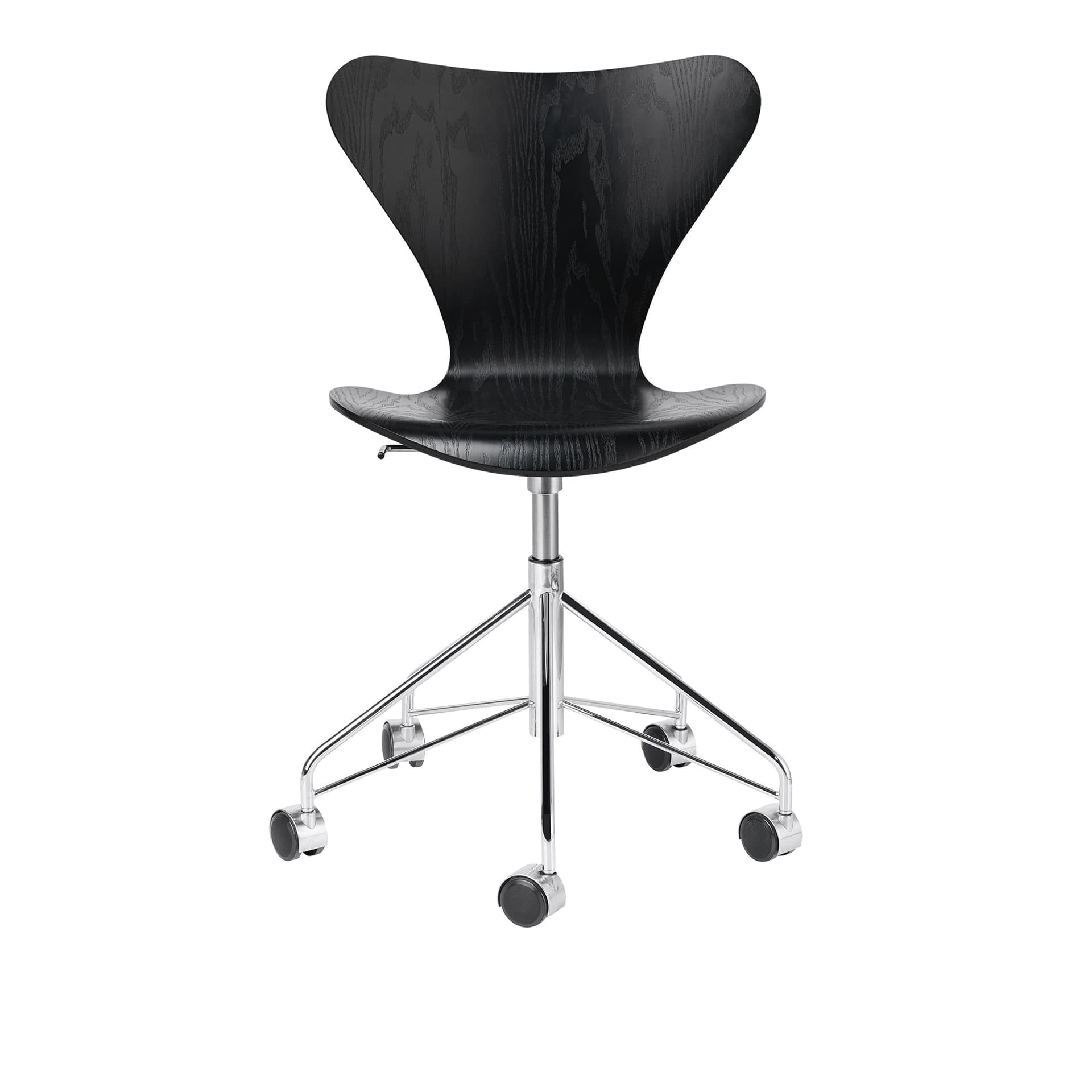 Fritz Hansen - 3117 Sjuan - Färgad Askfanér/Svart - Kontorstoler - Arne Jacobsen - Svart