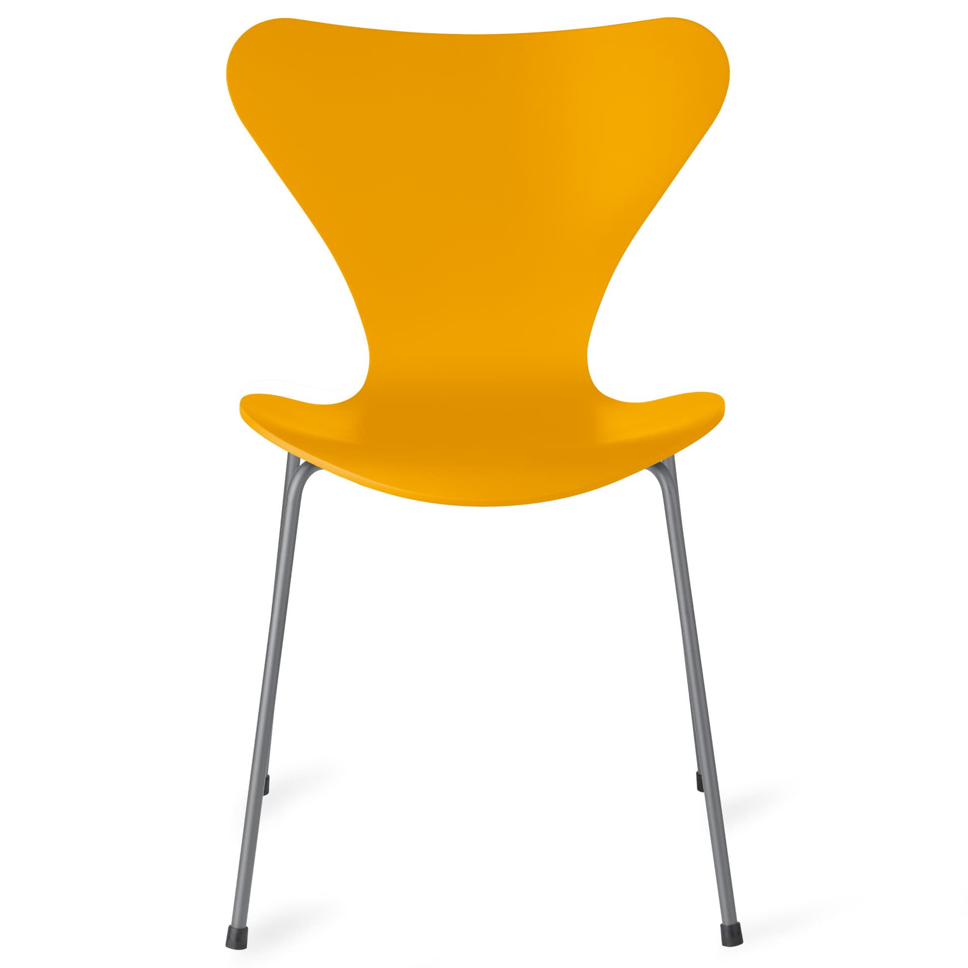 Fritz Hansen - Series 7 stol 3107 bøkfiner stålunderstell sølvgrå true yellow - Spisestoler - Arne Jacobsen - Gul - Metall/Tre