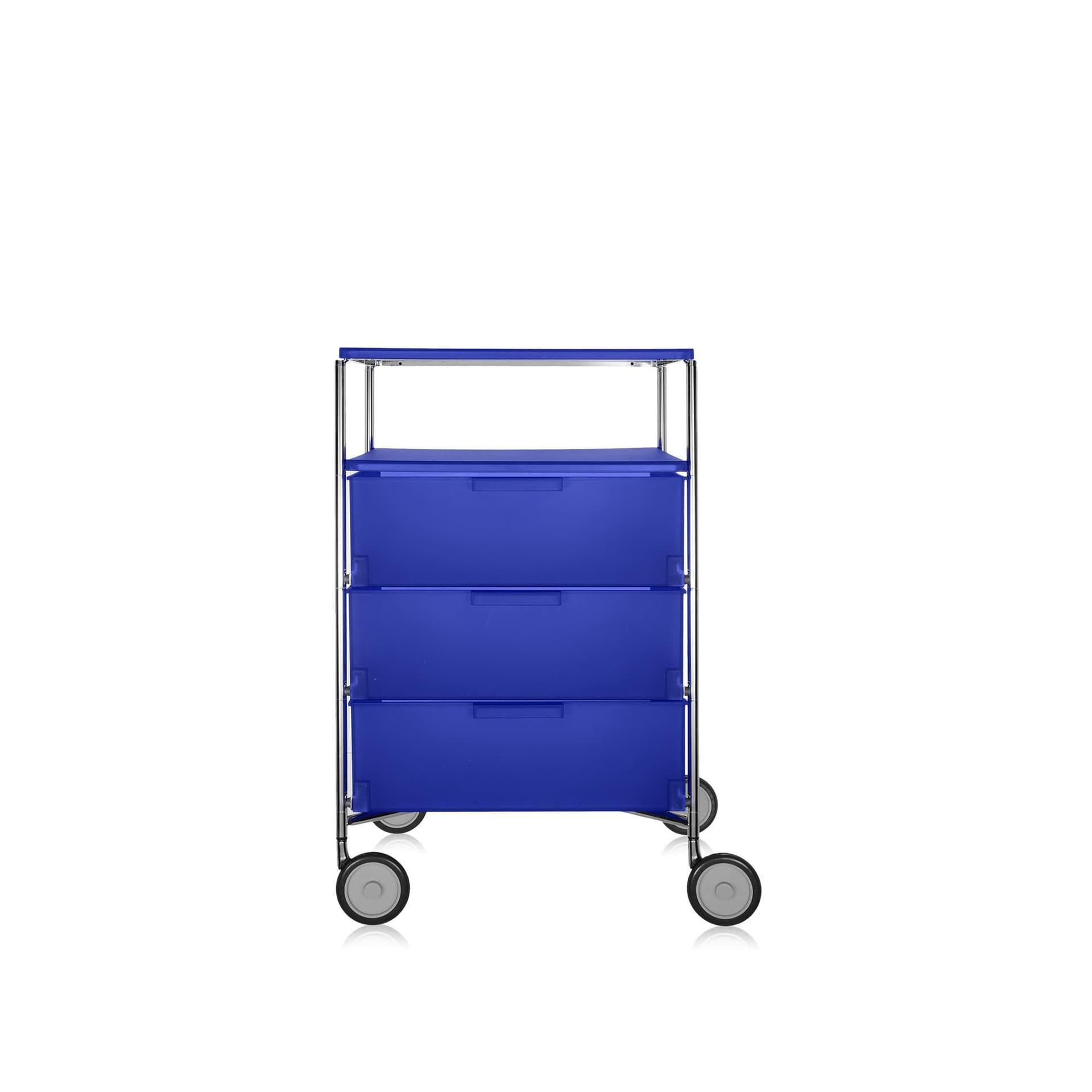Kartell - Mobil 3 Drawers / 1 Shelf with Wheels Cobalt Blue - Skuffeseksjoner - Atonio Citterio,Oliver Löw - Blå - Metall/Plast