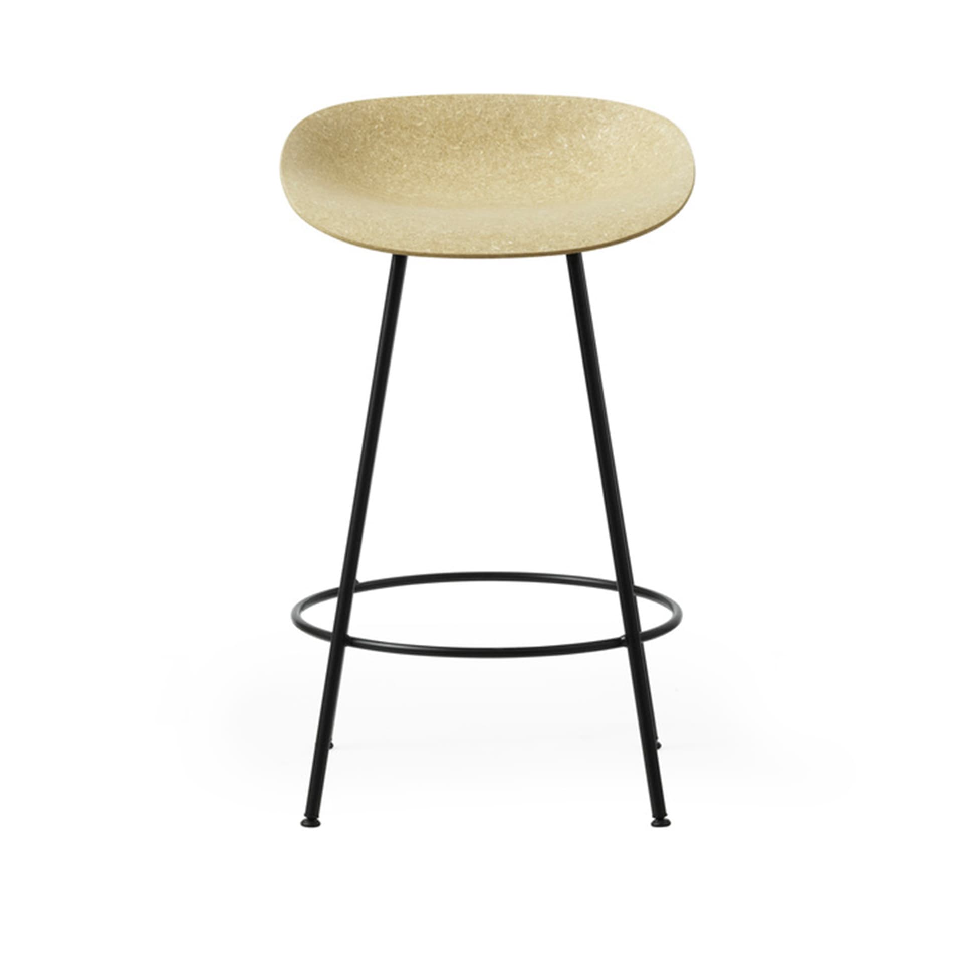 Normann Copenhagen - Mat Barstool 65 cm Black Steel Hemp - Spisestoler - Foersom & Hiort-Lorenzen - Beige - Naturlig materiale/Metall