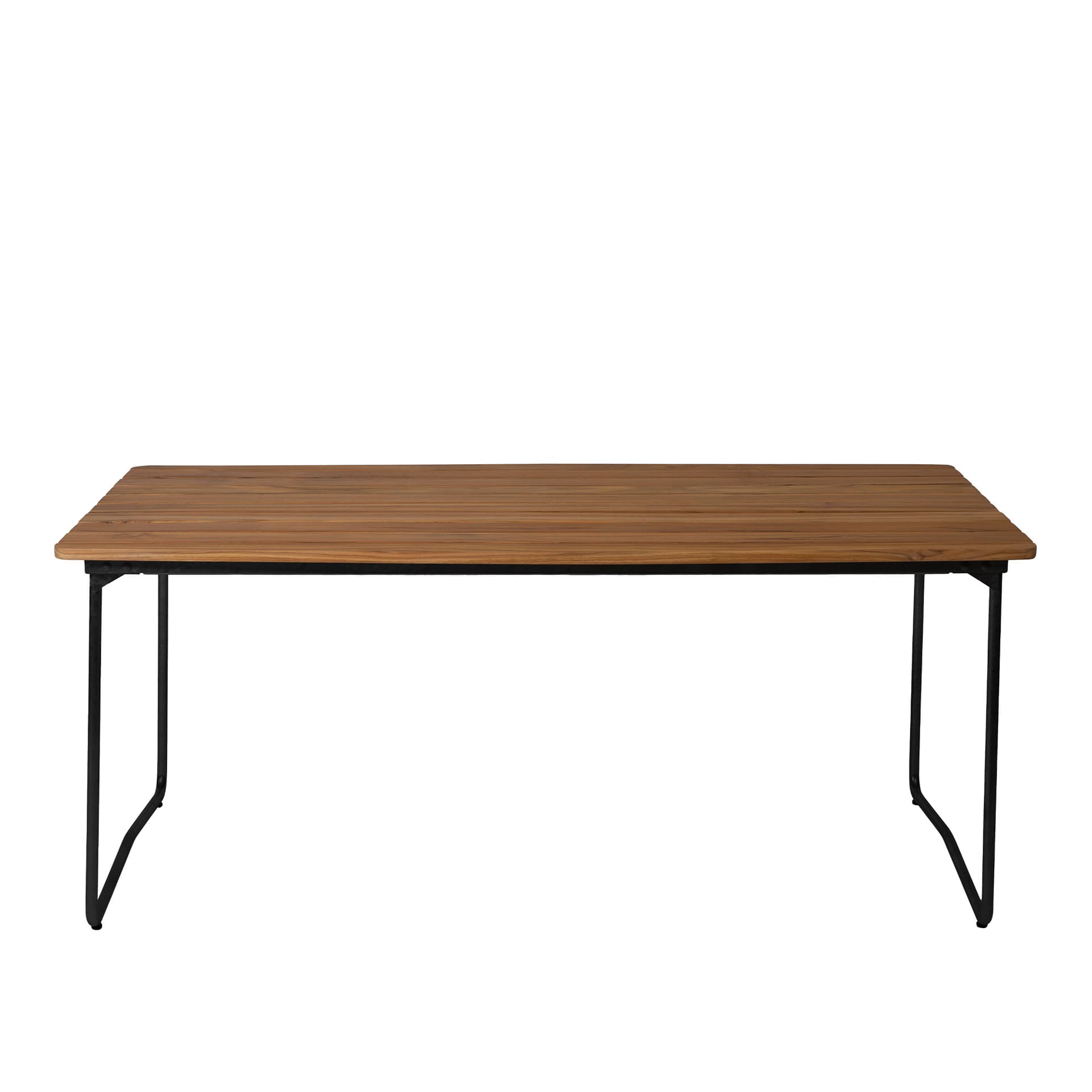Grythyttan Stålmöbler - Bord B31 170cm svart stativ ubehandlet teak - Utendørs spisebord - Tre farget