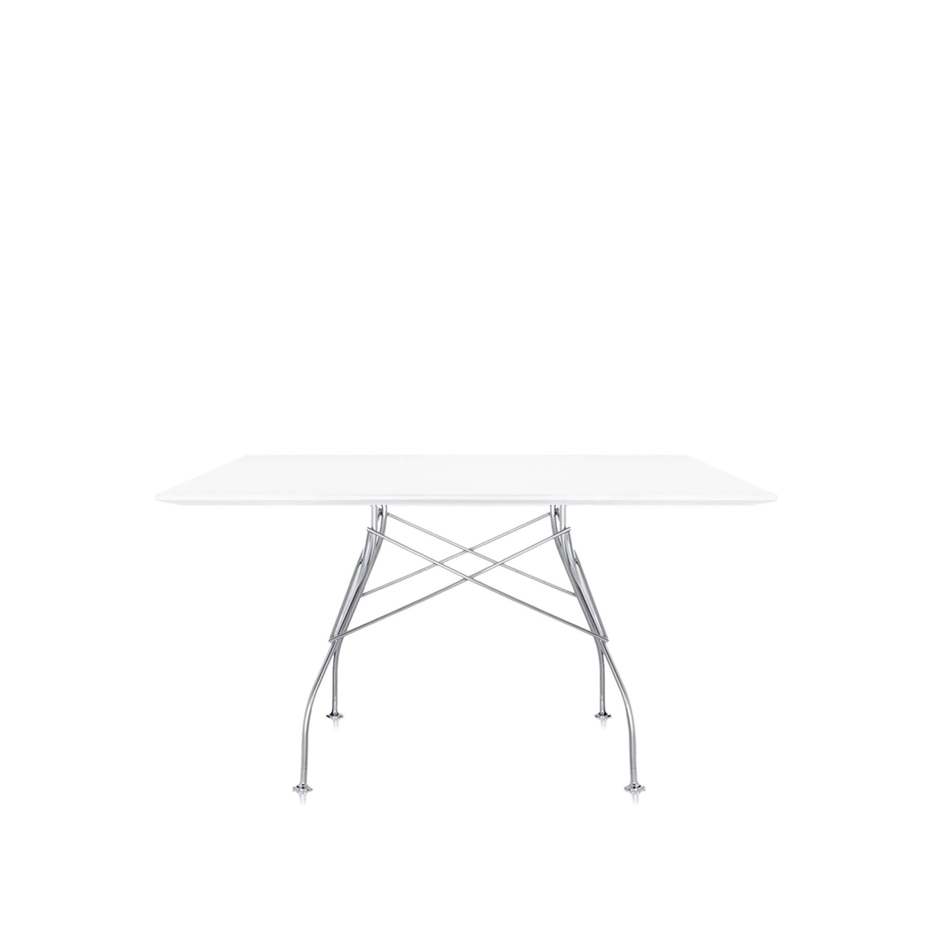 Kartell - Glossy Square Table 4560 130x130, Chrome, White Polyester - Spisebord - Antonio Citterio - Hvit - Naturlig materiale/Metall