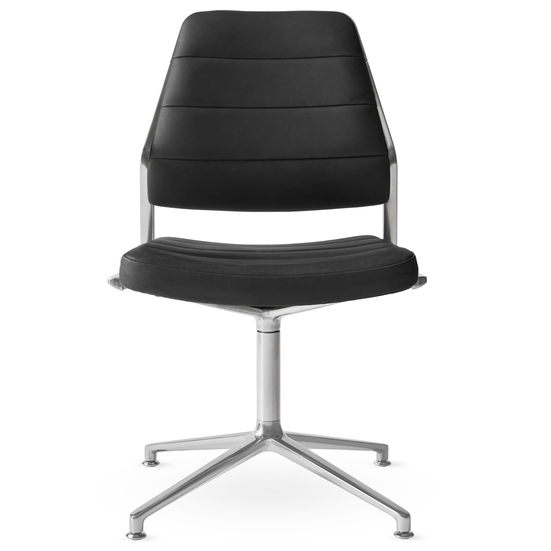 Vipp - Vipp454 Swivel chair, polished, gliders, Black leather - Kontorstoler