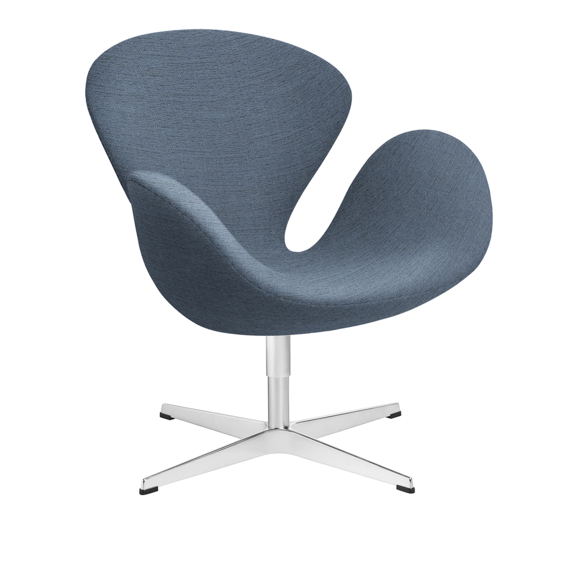 Fritz Hansen - 3320 Svanen Fåtölj, Light Blue 1152 Christianshavn Fabric, Snurrbar stjärnfot - Svingbare lenestoler - Arne Jacobsen - Blå - Metall/Skum/Ull