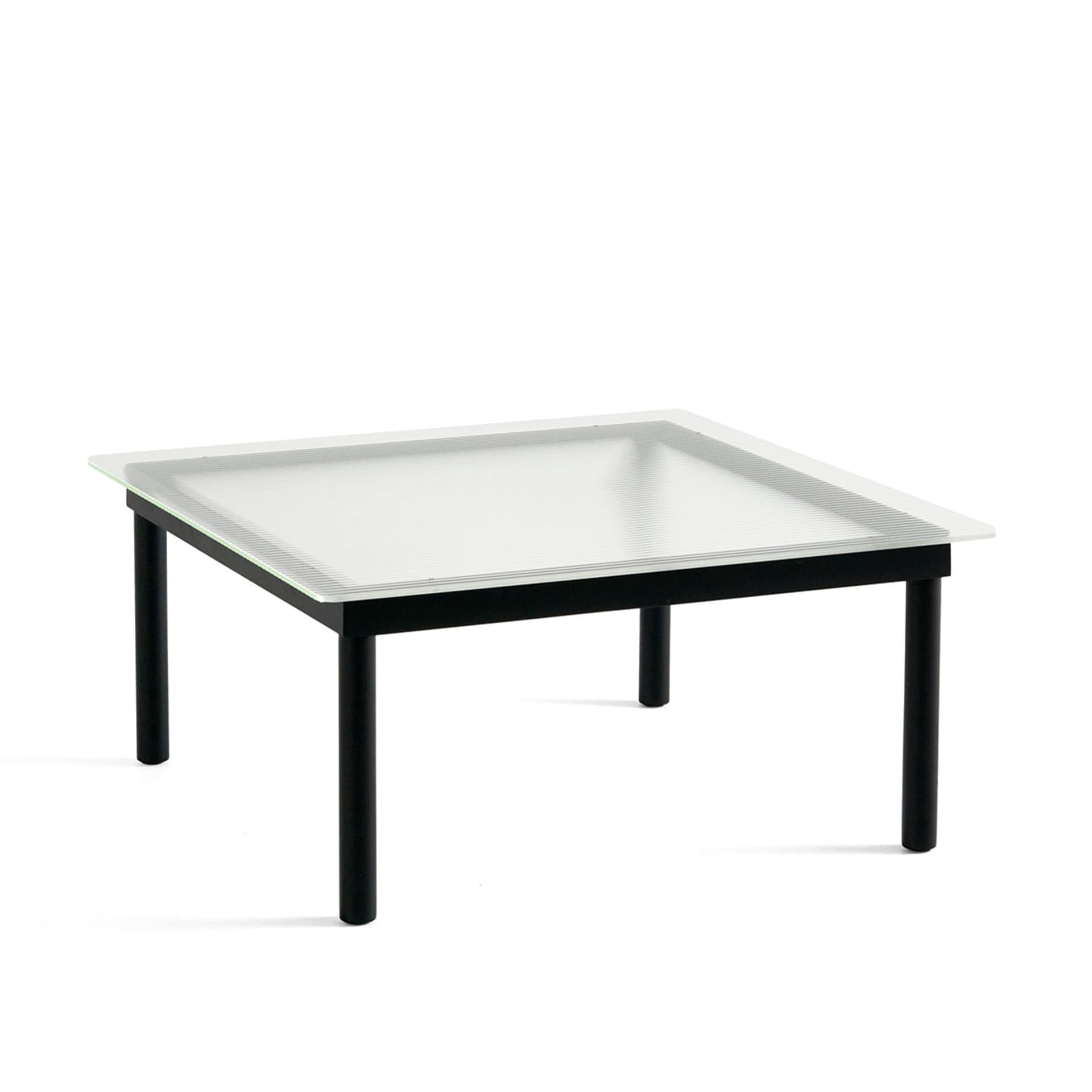 HAY - Kofi Black Water-Based Lacquered Oak Frame W. Clear Reeded Glass Tabletop 80X80 - Sofabord - Martin Solem - Svart