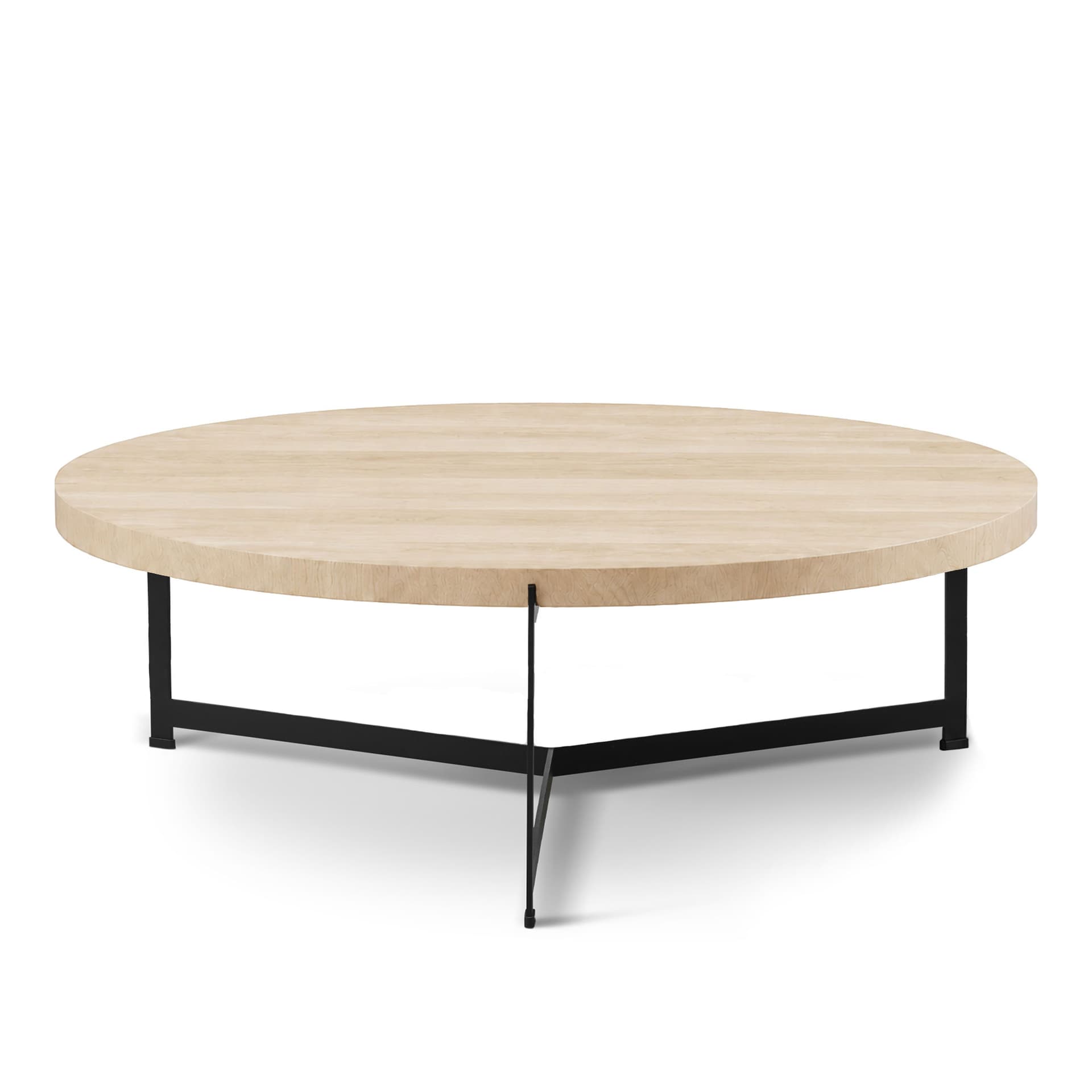 Dk3 - Plateau Coffee Table - Ø 80 cm - Höjd 35 cm, Skiva i Vitoljad ek, Underrede i Svart pulverlackerat stål - Sofabord - Søren Rose Studio - Tre farget - Metall/Tre