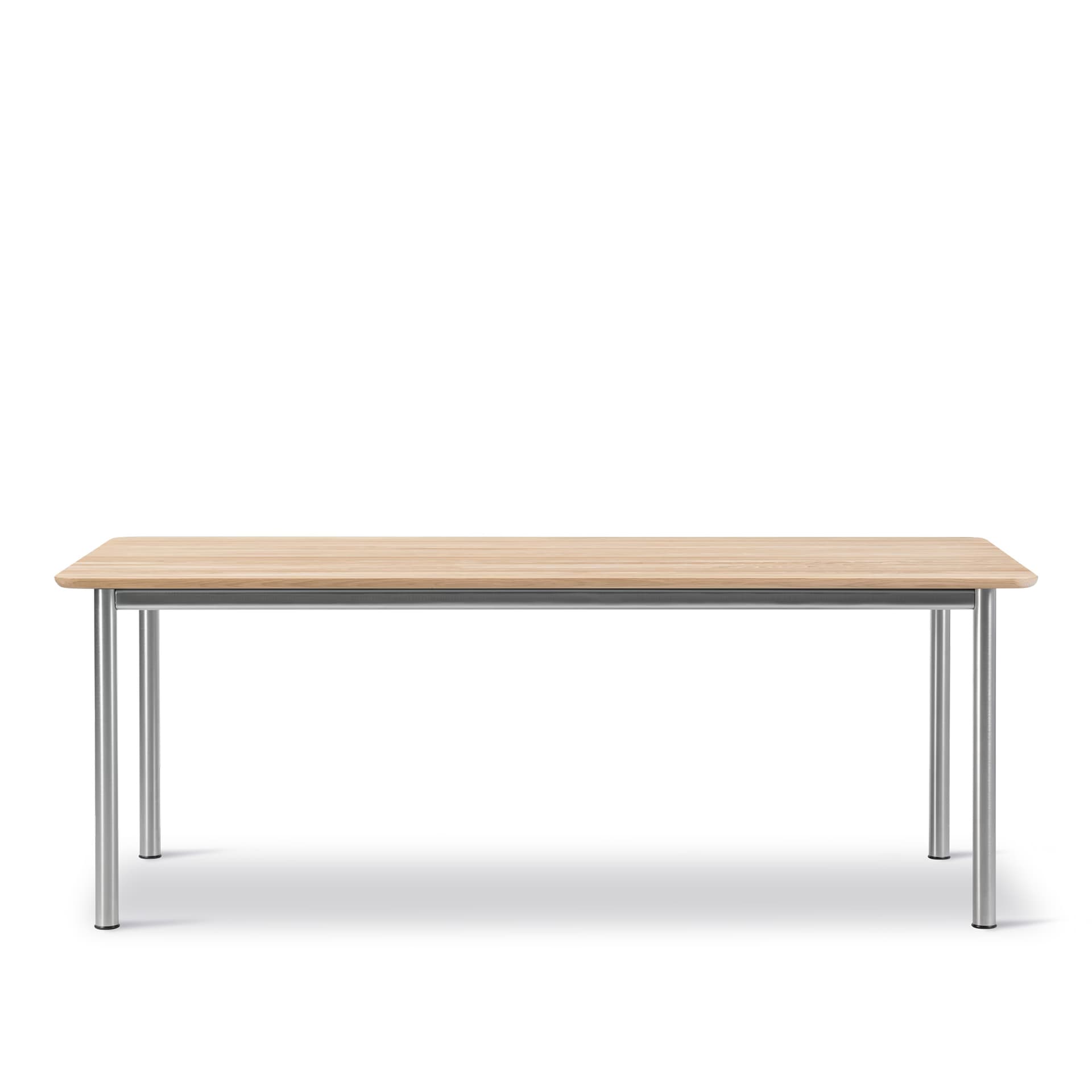 Fredericia Furniture - Plan Table - Table 200 x 100 cm - height 73 cm - Oak light oil - Rounded edge - Brushed steel - Skrivebord - Edward Barber & Jay Osgerby - Tre farget - Tre