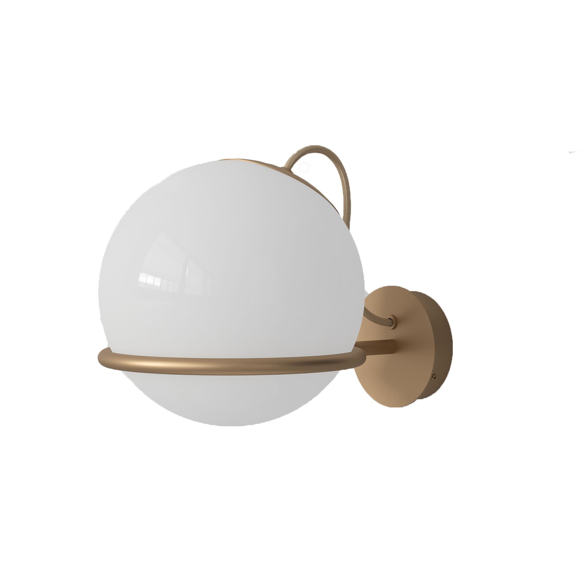 Astep - Model 238/1, 1 Opaline Sphere (20cm Diameter), Champagne Mount - Vegglamper - Gino Sarfatti - Gull,Hvit - Glass/Metall