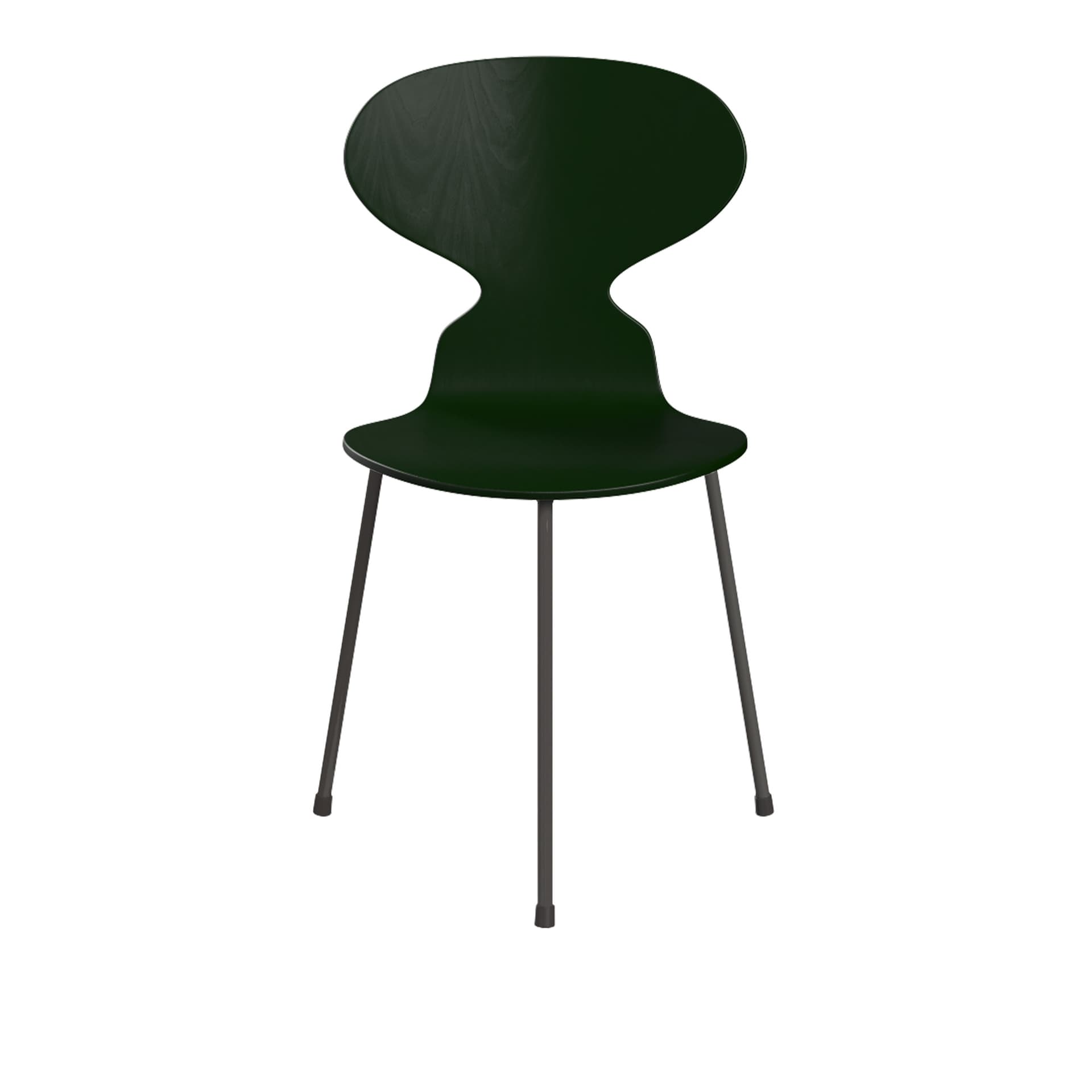 Fritz Hansen - Ant 3100 farget asketrefinér stålstativ varm grafitt evergreen - Spisestoler - Arne Jacobsen - Grønn - Metall/Tre