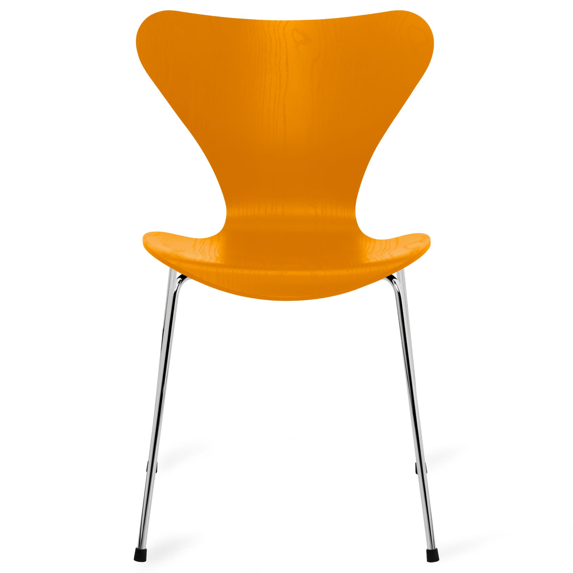 Fritz Hansen - Series 7 stol 3107 farget askfiner stålram krom burnt yellow - Spisestoler - Arne Jacobsen - Gul - Metall/Tre
