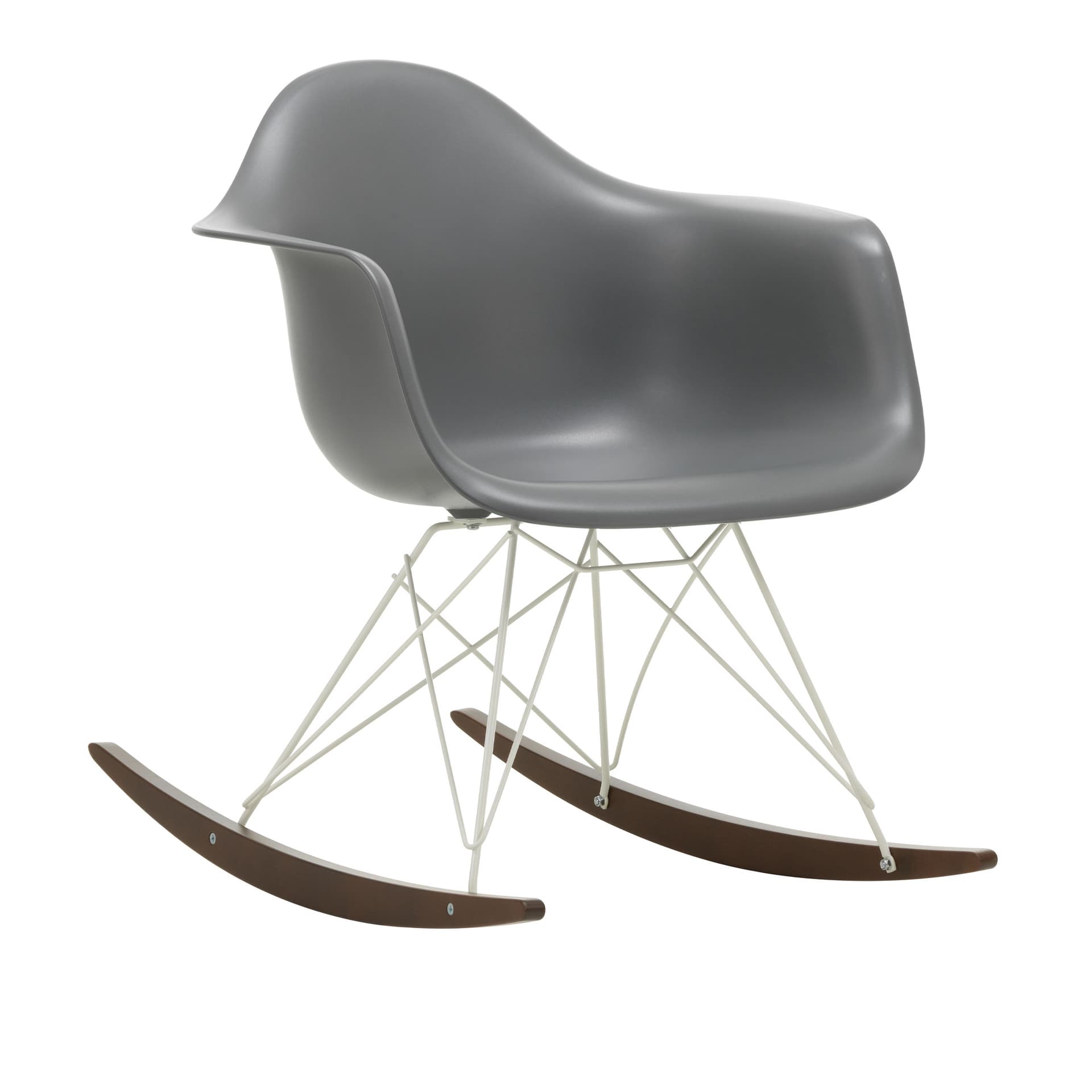 Vitra - Eames Plastic Armchair RAR - 56 Granite Grey - White Base - Dark Maple - Lenestoler - Charles & Ray Eames - Grå - Metall/Tre/Plast