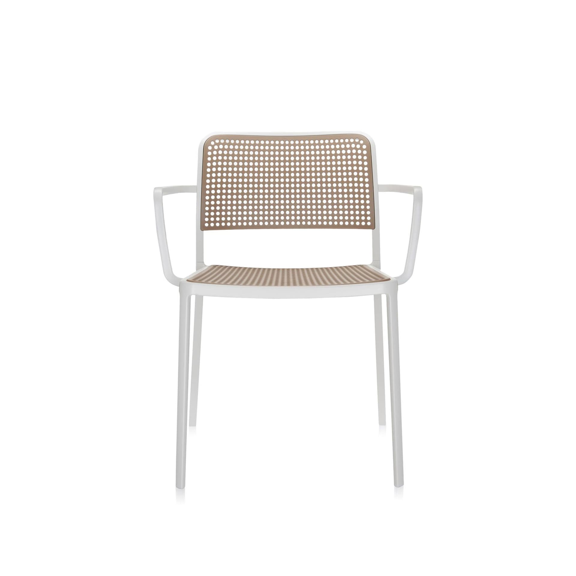 Kartell - Audrey Chair 5876, White/Sand, Armrest - Spisestoler - Piero Lissoni - Hvit - Metall/Syntetisk materiale