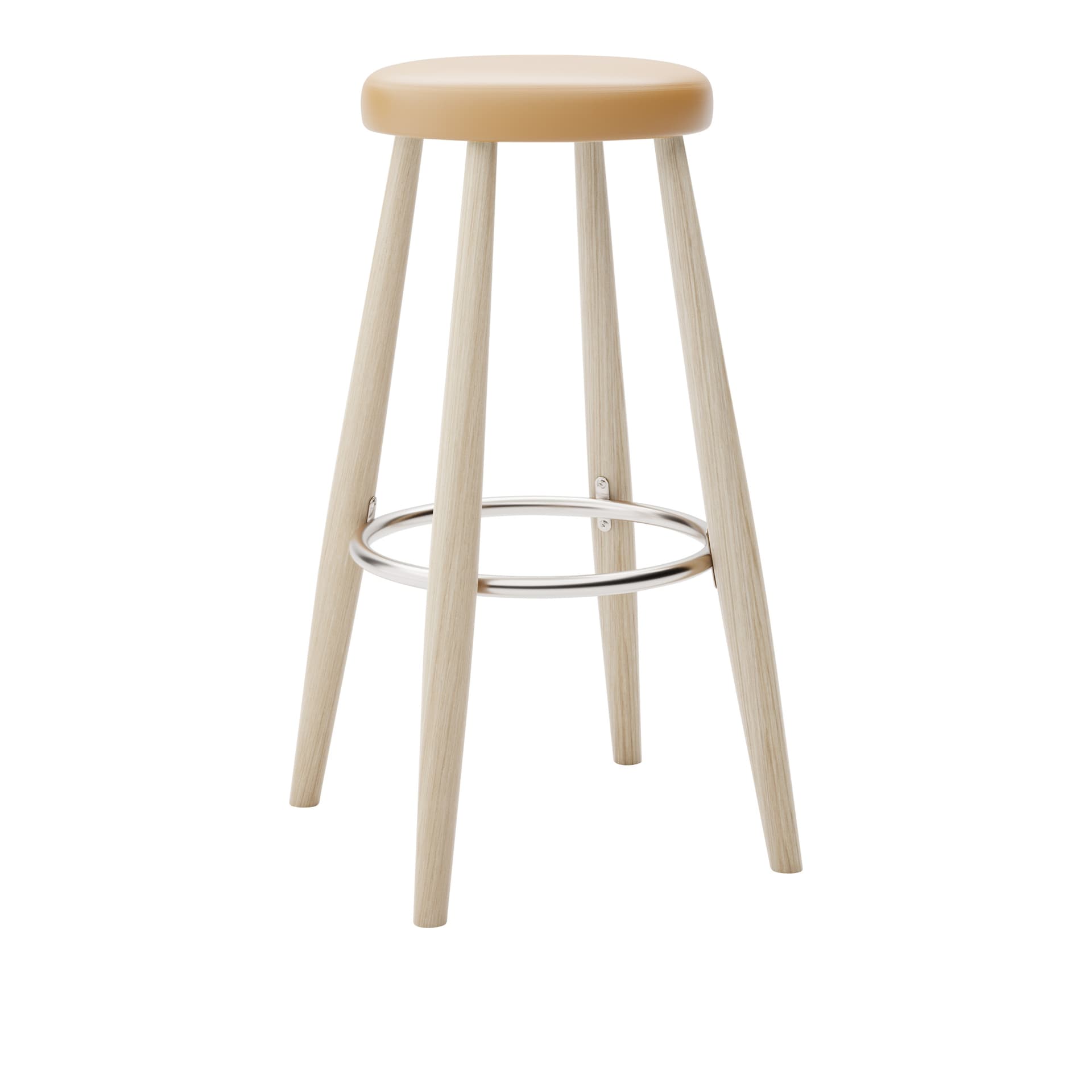 Carl Hansen - CH56 High Stool, Tvålad Ek, Lädergrupp A Loke - 7050 - Barstoler & barkrakker - Hans J. Wegner - Tre farget - Lær/Metall/Tre