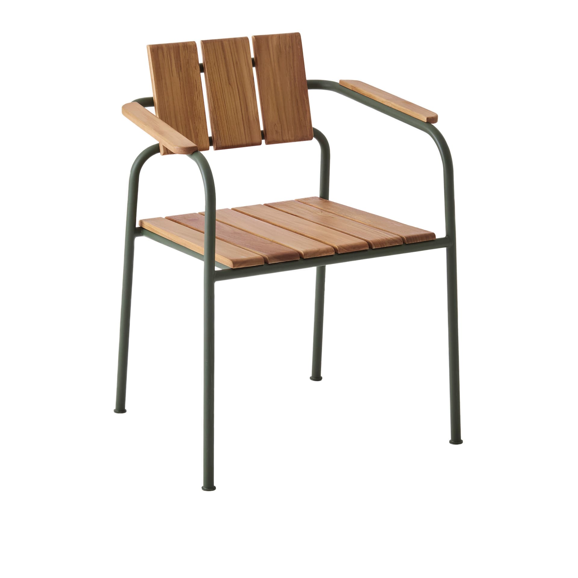 A Huseby - Kallio outdoor dining chair with armrests green - Utendørs spisebordstoler - Sami Kallio - Grønn - Metall/Tre
