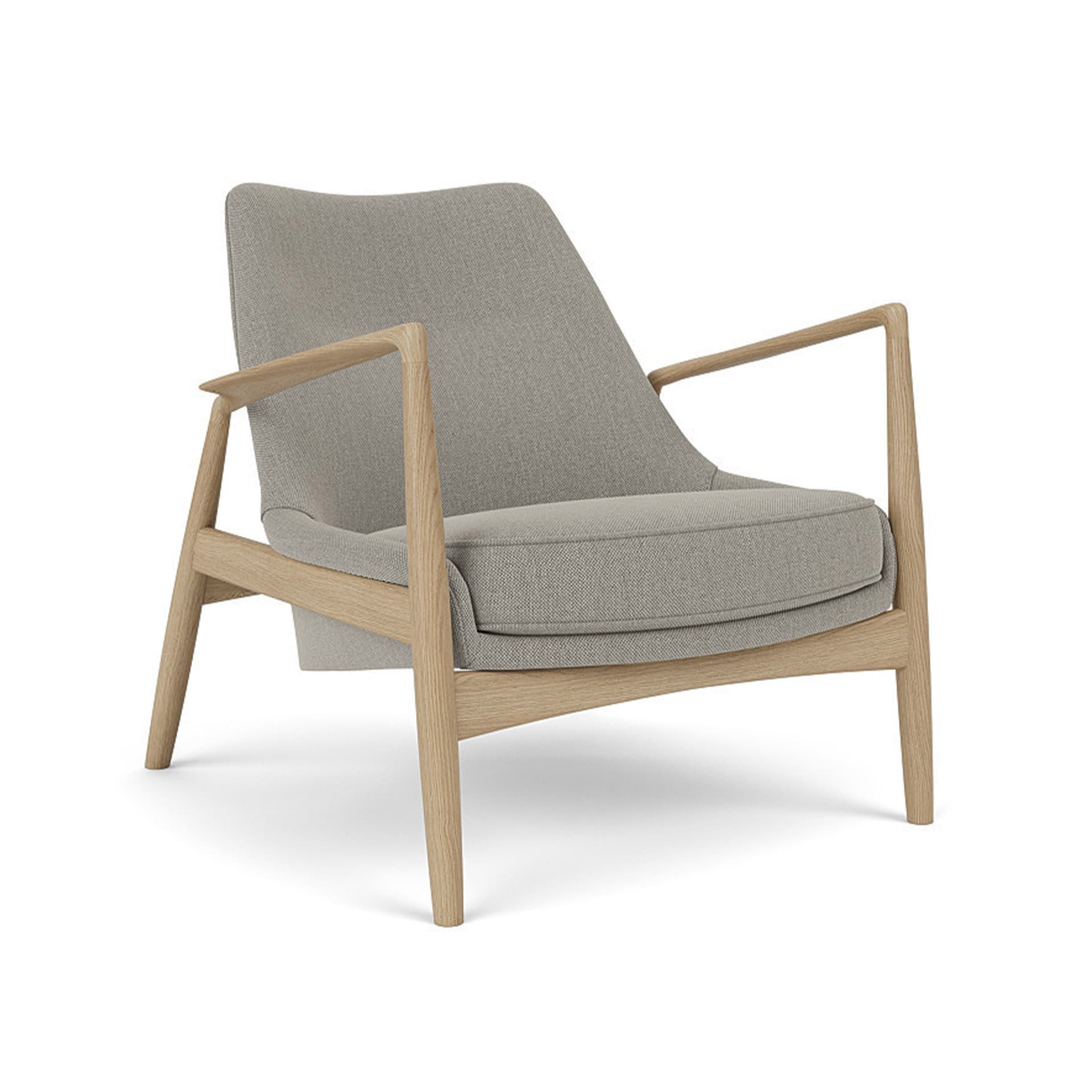 Audo Copenhagen - The Seal Lounge Chair Low Back Natural Oak / Re-wool 0218 - Lenestoler - Ib Kofod-Larsen - Beige - Tre/Tekstilmateriale/Skum