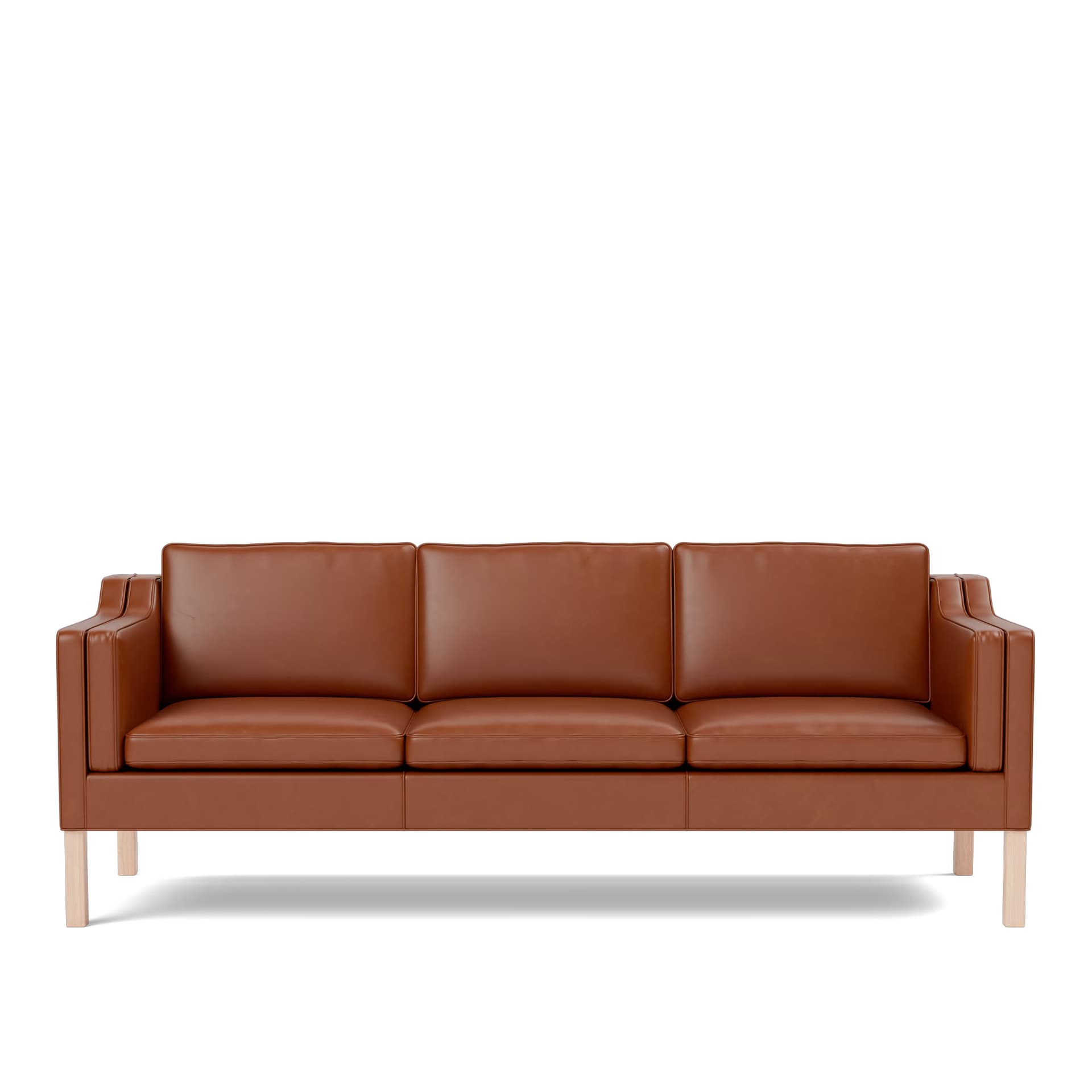 Fredericia Furniture - BM 2213 Sofa - 3 seater - 221 cm - Oak light oil - Leather Cera 905 - Russet brown - Sofaer - Børge Mogensen - Brun - Lær