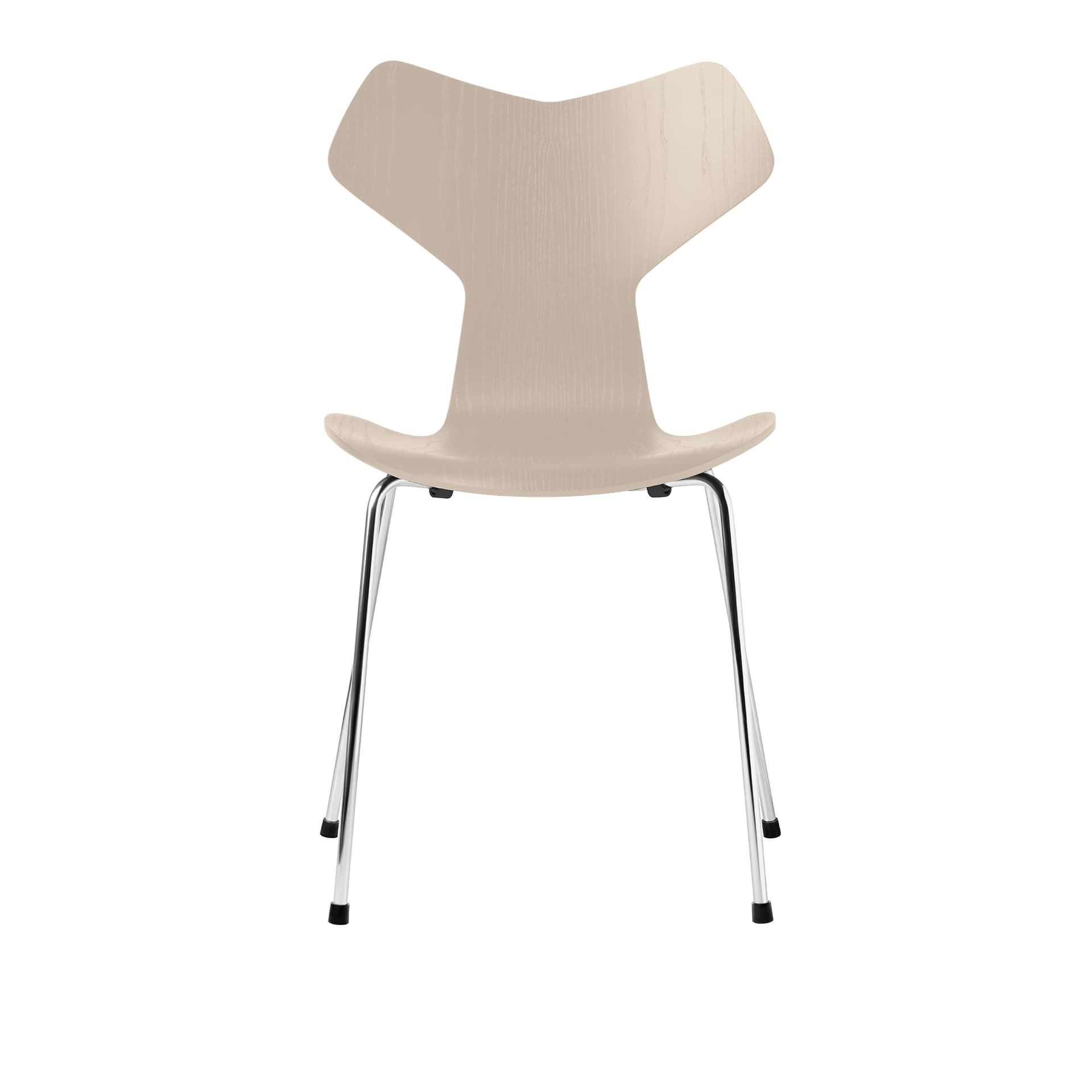Fritz Hansen - 3130 Grand Prix, Färgad Ask, Light Beige, Underrede Förkromat Stål - Spisestoler - Arne Jacobsen - Beige - Metall/Tre