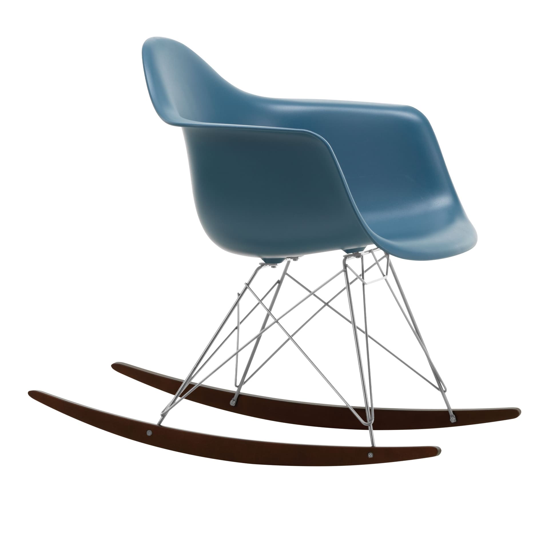 Vitra - Eames Plastic Armchair RAR - 83 Sea Blue - Chrome Base - Dark Maple - Lenestoler - Charles & Ray Eames - Blå - Metall/Tre/Plast