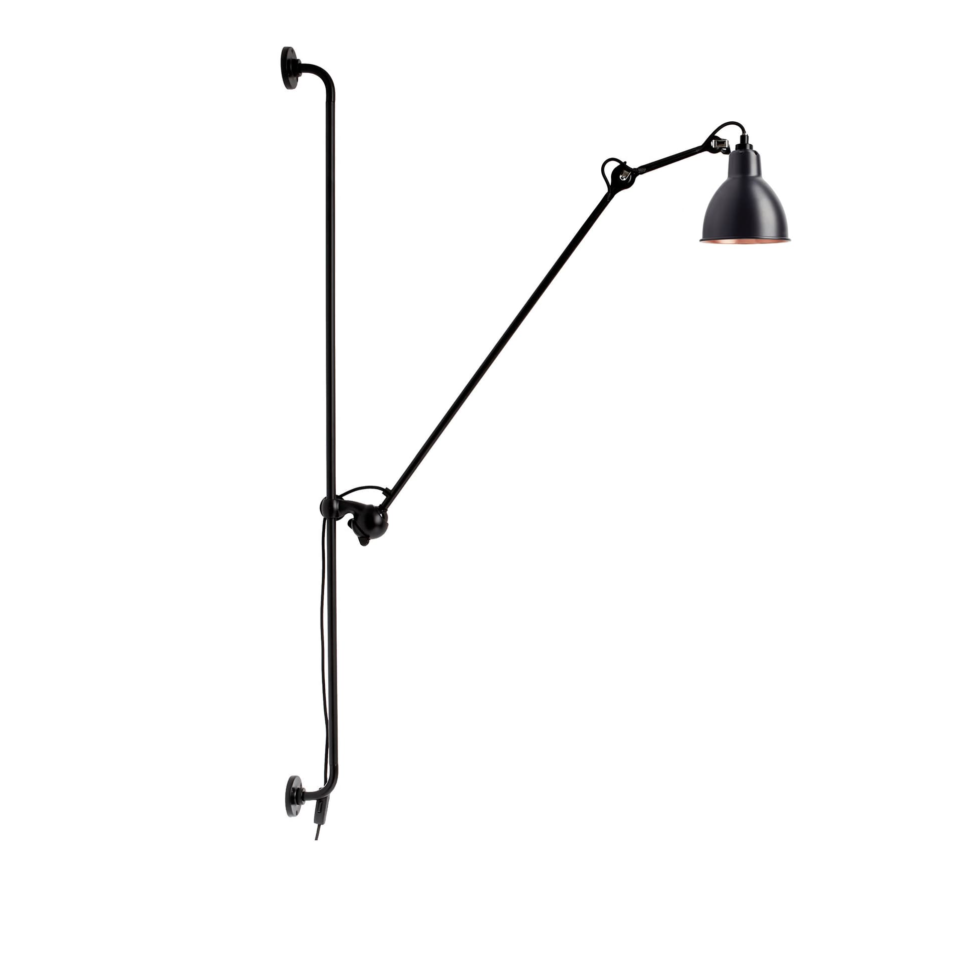 Lampe Gras - 214 Vegglampe Round Svart/Svart/Kobber