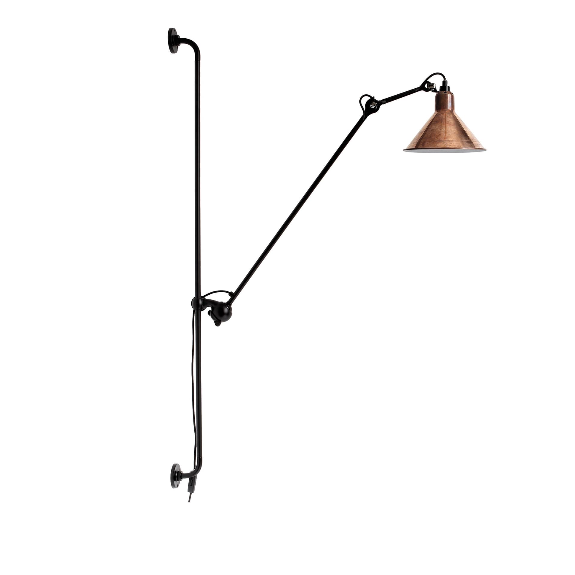 Lampe Gras - 214 Vegglampe Conic Svart/Raw Kobber/Hvit