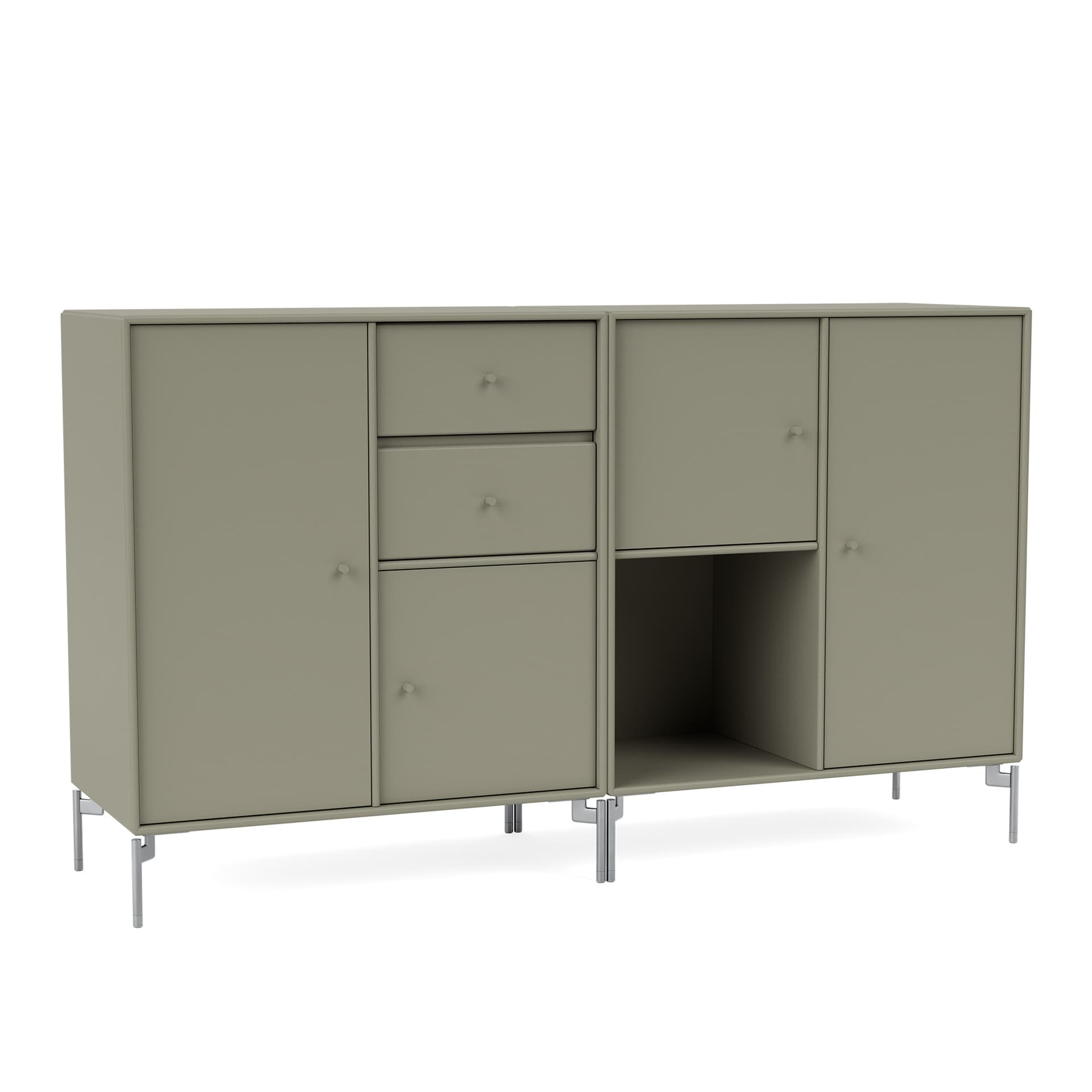 Montana - Couple Sideboard 144-Fennel Matt Chrome - Sideboards - Peter J. Lassen - Grønn - Tre