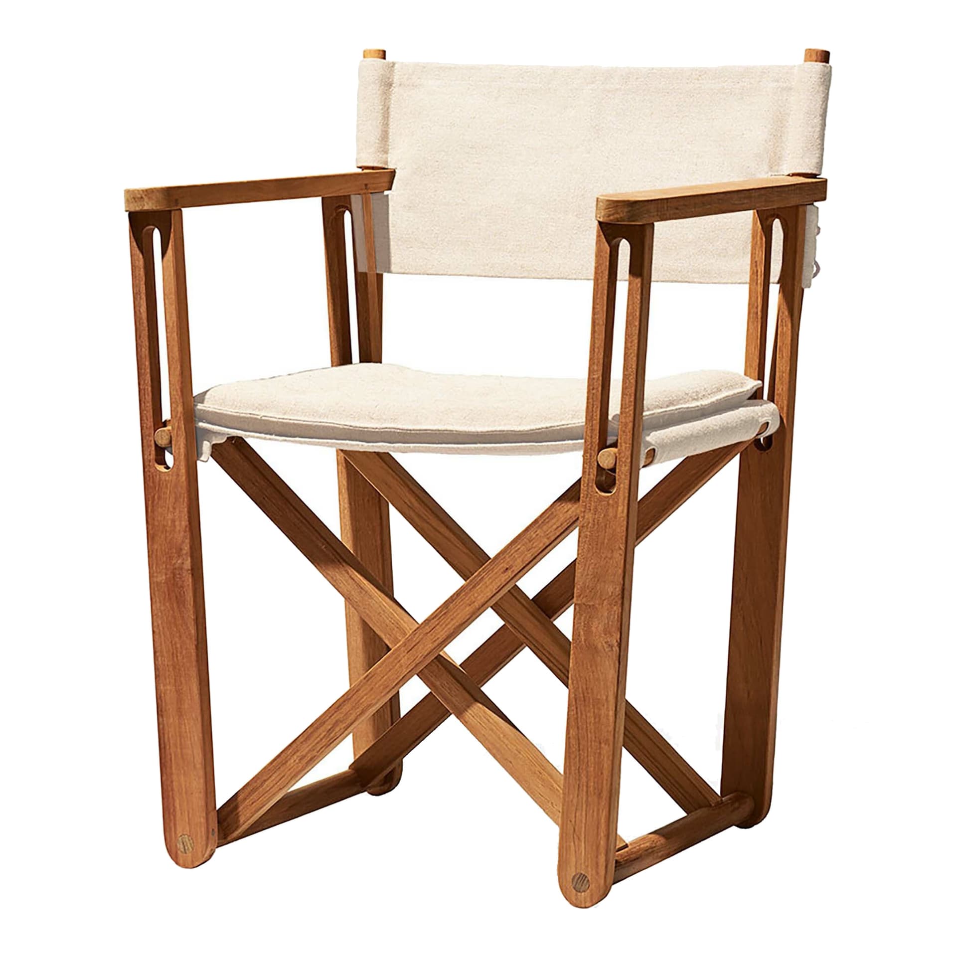 Skargaarden - Kryss Lounge Chair, Teak, Beige Papyrus Fabric - Loungestoler - Björn Hultén - Beige - Tre/Tekstilmateriale