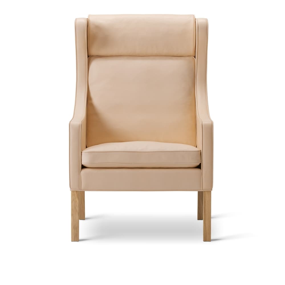 Fredericia Furniture - Mogensen 2204 Wing Chair, Oak soap, Leather Cat. 3 - 90 Natural - Lenestoler - Børge Mogensen - Brun - Lær/Tre