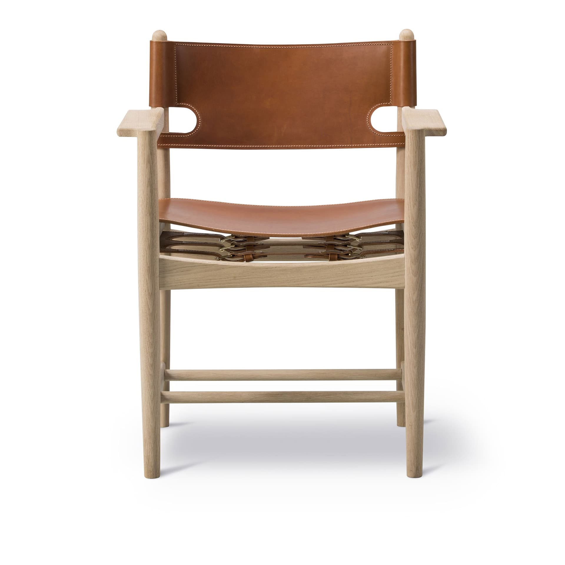 Fredericia Furniture - The Spanish Dining Armchair, Oak soap,  Cognac leather - Spisestoler - Børge Mogensen - Brun - Lær/Tre