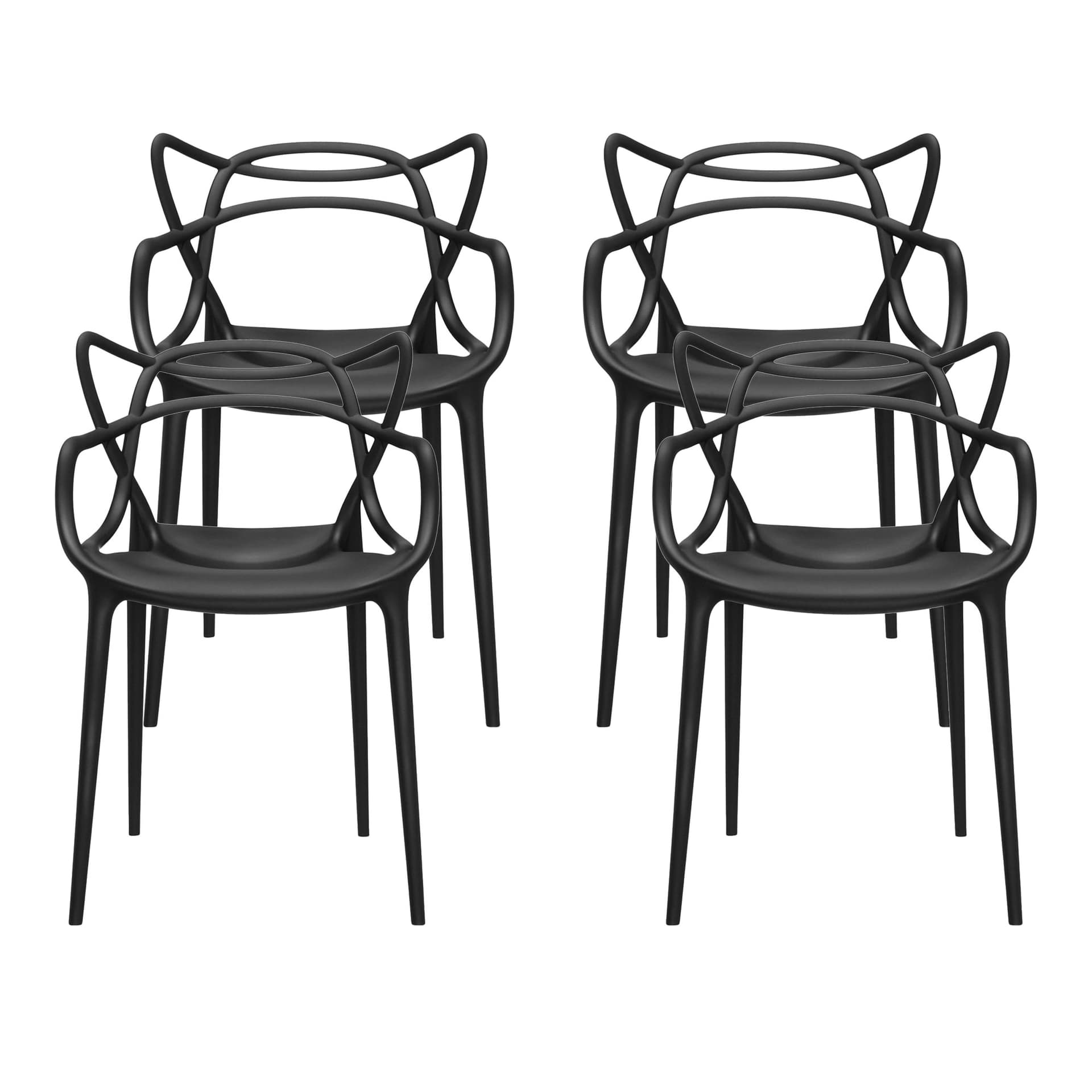 Kartell - Masters Chair 5866 Black 4-pack - Spisestoler - Philippe Starck - Svart - Plast