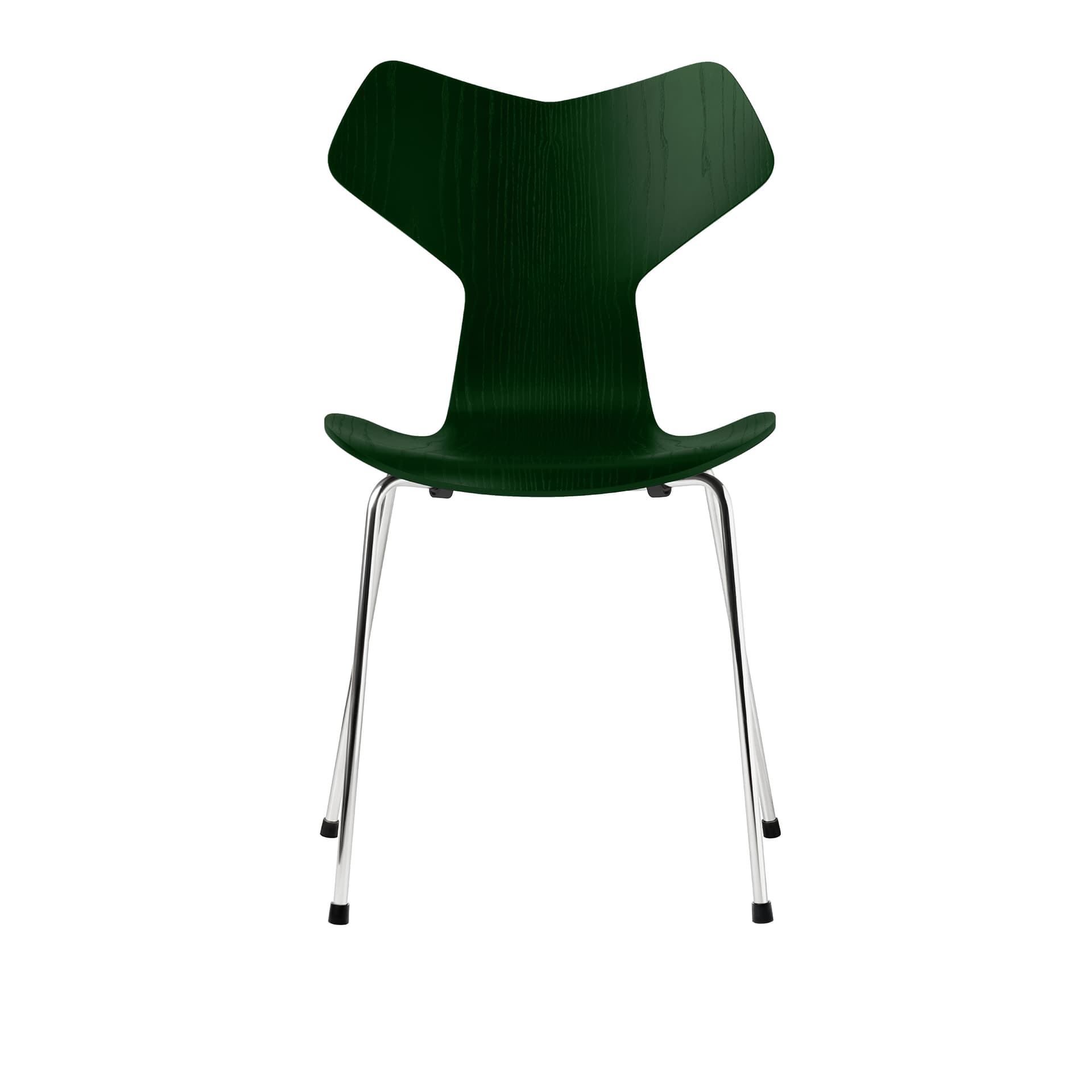 Fritz Hansen - 3130 Grand Prix, Färgad Ask, Evergreen, Underrede Förkromat Stål - Spisestoler - Arne Jacobsen - Grønn