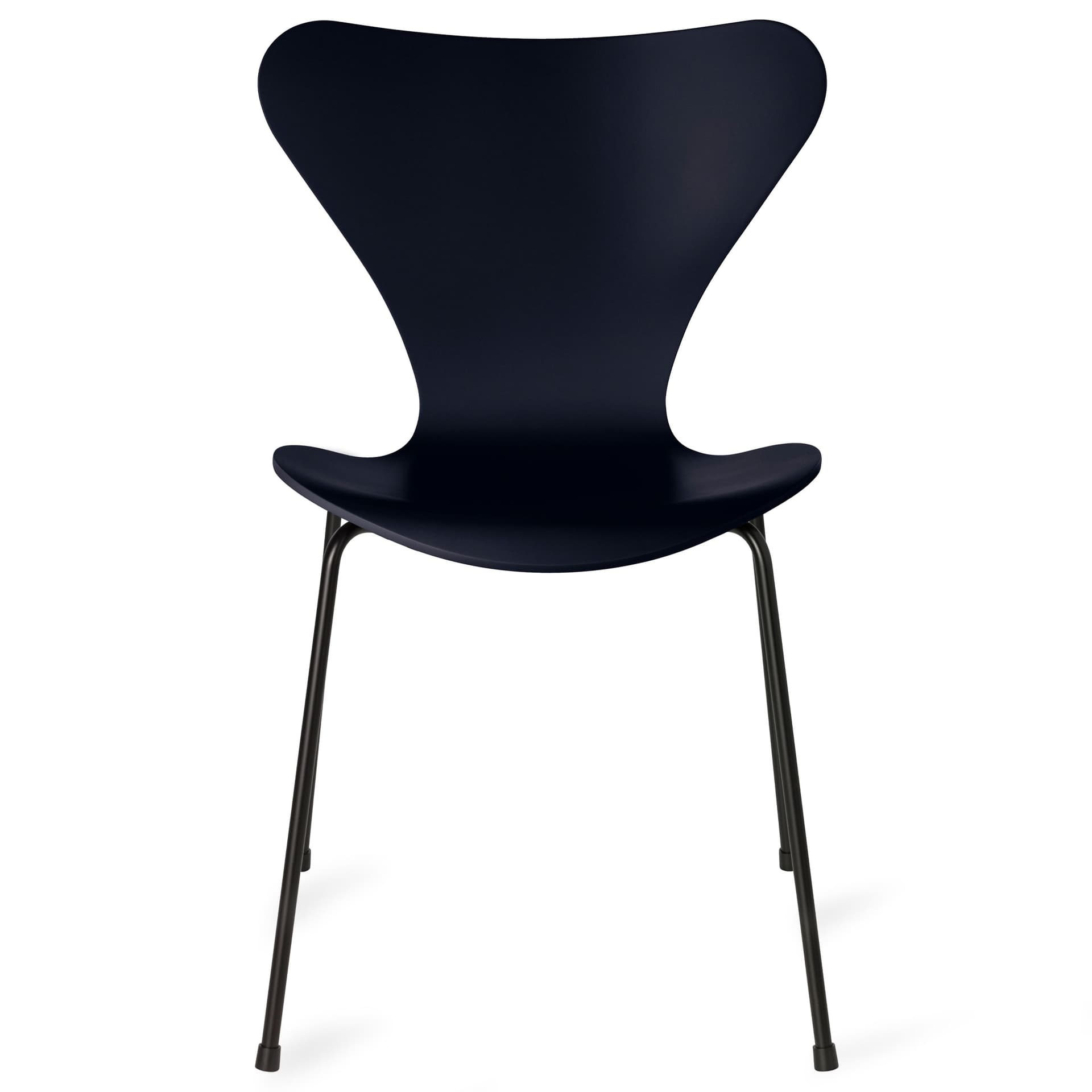 Fritz Hansen - Series 7 stol 3107 bøkfiner stålunderstell svart midnight blue - Spisestoler - Arne Jacobsen - Blå - Metall/Tre