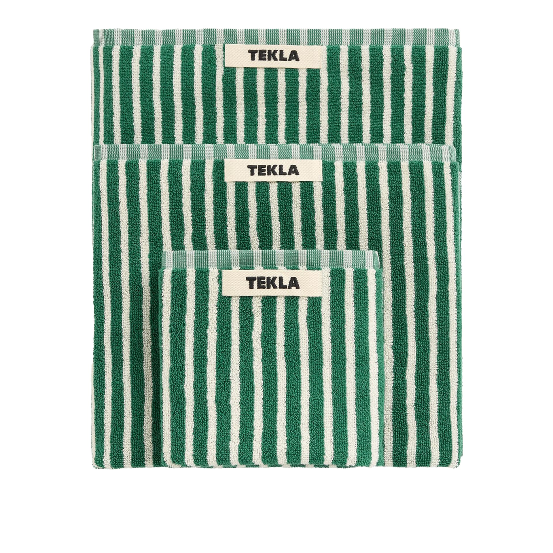 Tekla - Terry håndkle teal green stripes badehåndkle 70x140cm - Håndklær og badehåndklær - Grønn - Bomull