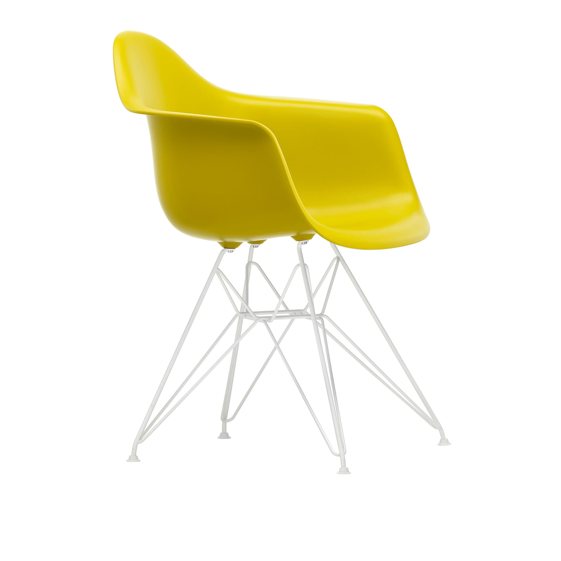 Vitra - Eames Plastic Armchair DAR - 34 Mustard - White Base - Spisestoler - Charles & Ray Eames - Gul - Metall/Plast