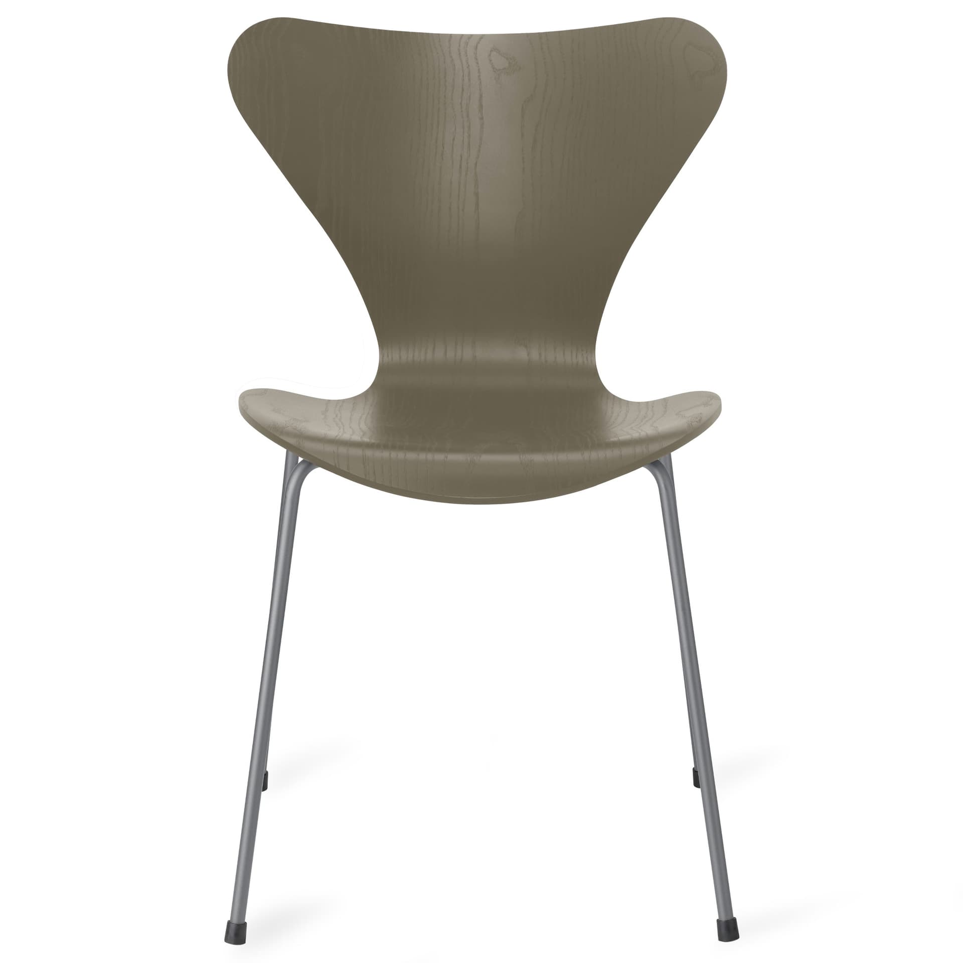 Fritz Hansen - Series 7 stol 3107 farget askfiner stålram sølvgrå olive green - Spisestoler - Arne Jacobsen - Grønn - Metall/Tre