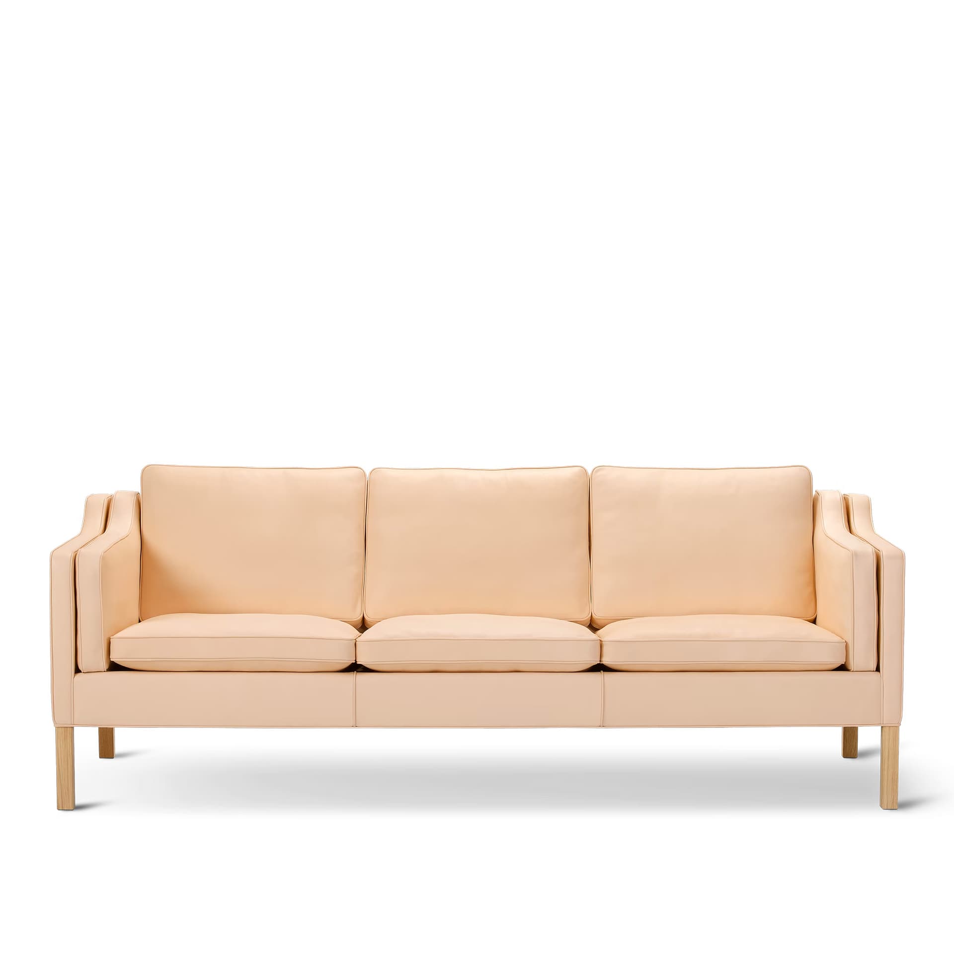 Fredericia Furniture - BM 2213 Sofa - 3 seater - 221 cm - Oak soap - Leather Vegeta 90 - Natural - Sofaer - Børge Mogensen - Beige - Lær