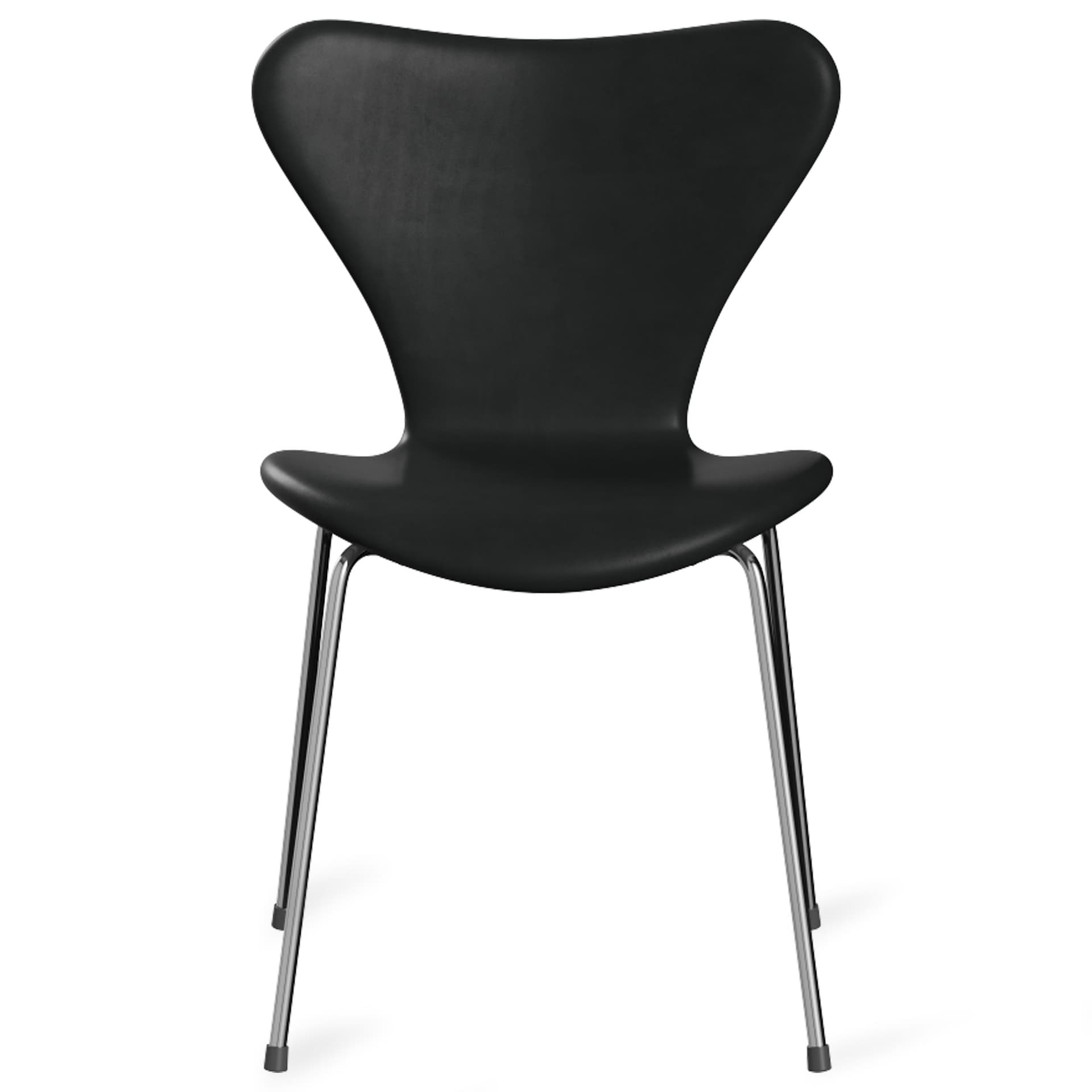 Fritz Hansen - Series 7 stol 3107 heltrukket lær stålramme krom grace black - Spisestoler - Arne Jacobsen - Svart - Lær/Metall/Tre