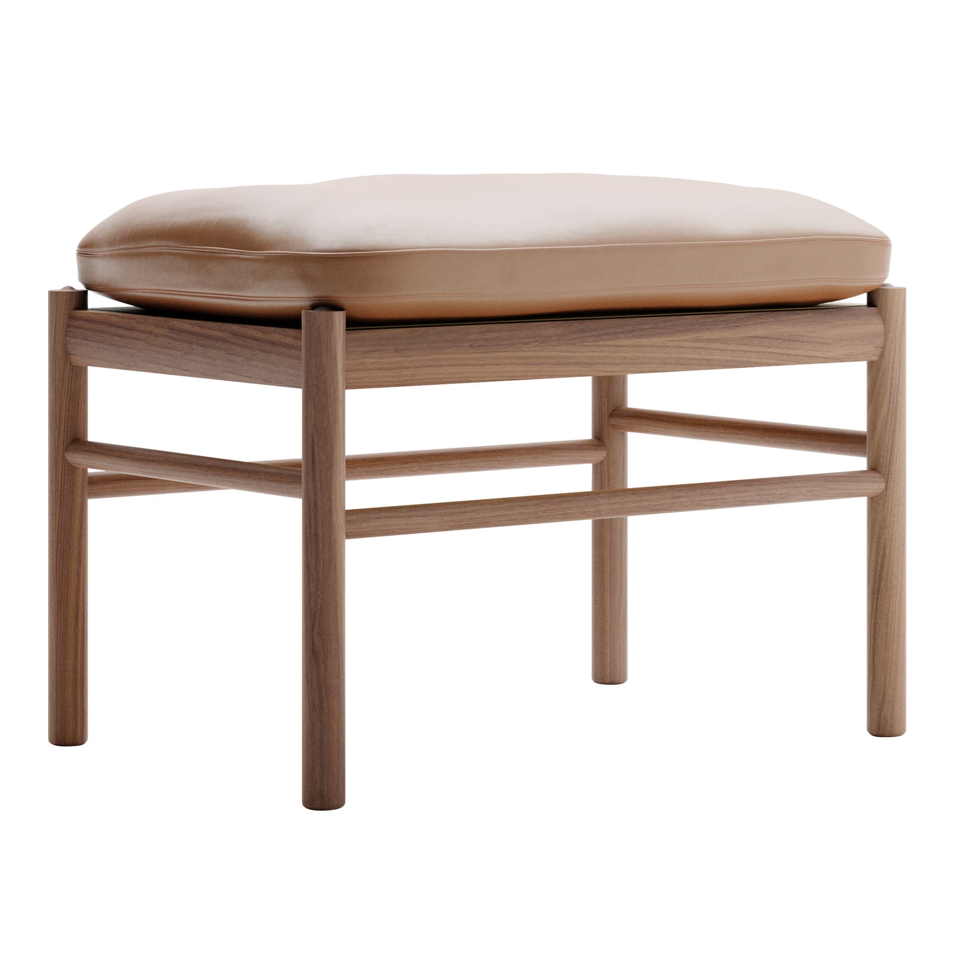 Carl Hansen - OW149F - Colonial Footstool, Oljad Valnöt, Lädergrupp C Sif - 95 - Skamler & Taburetter - Ole Wanscher - Brun - Lær/Tre