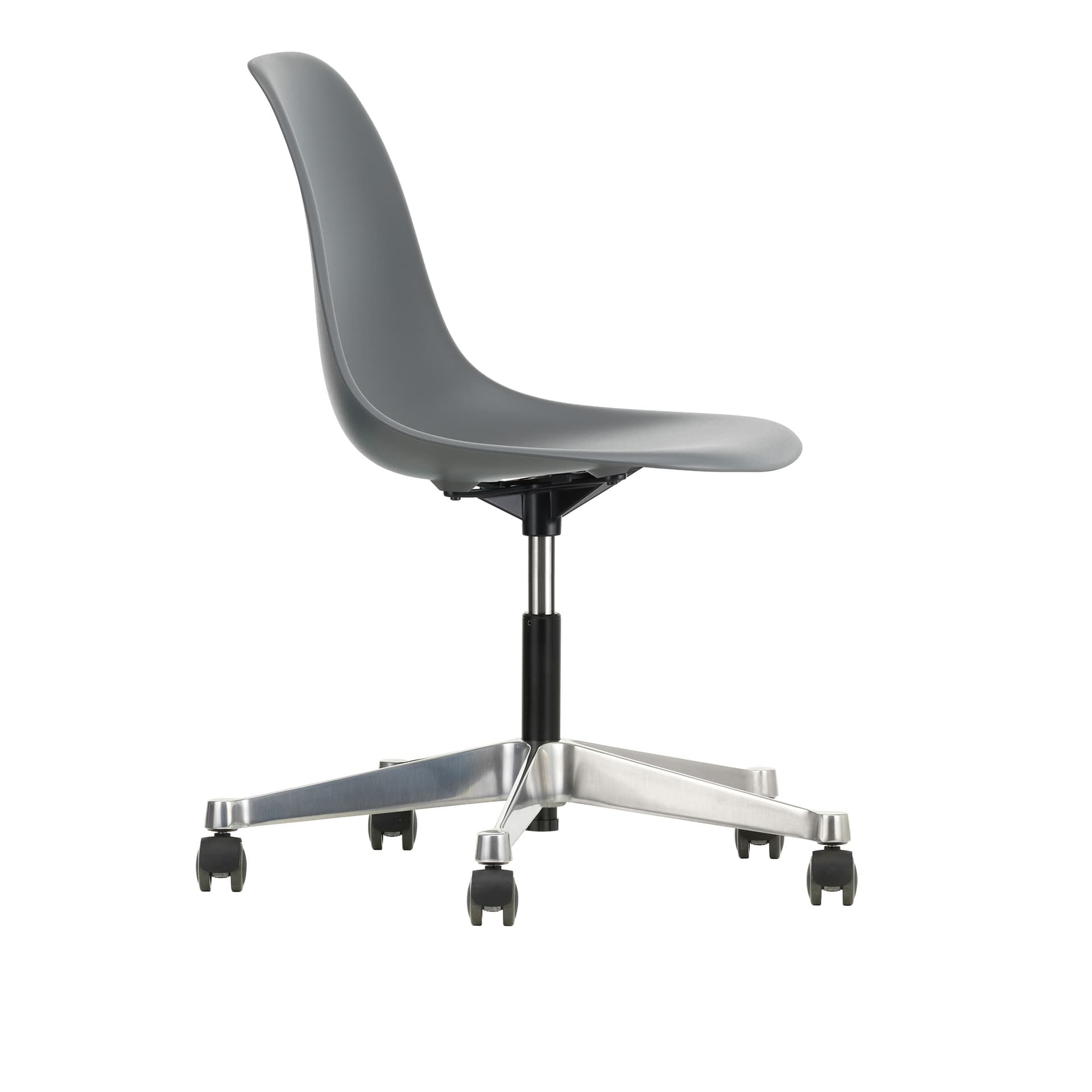 Vitra - Eames Plastic Chair PSCC - 56 Granite Grey - Castors Soft - Kontorstoler - Charles & Ray Eames - Grå