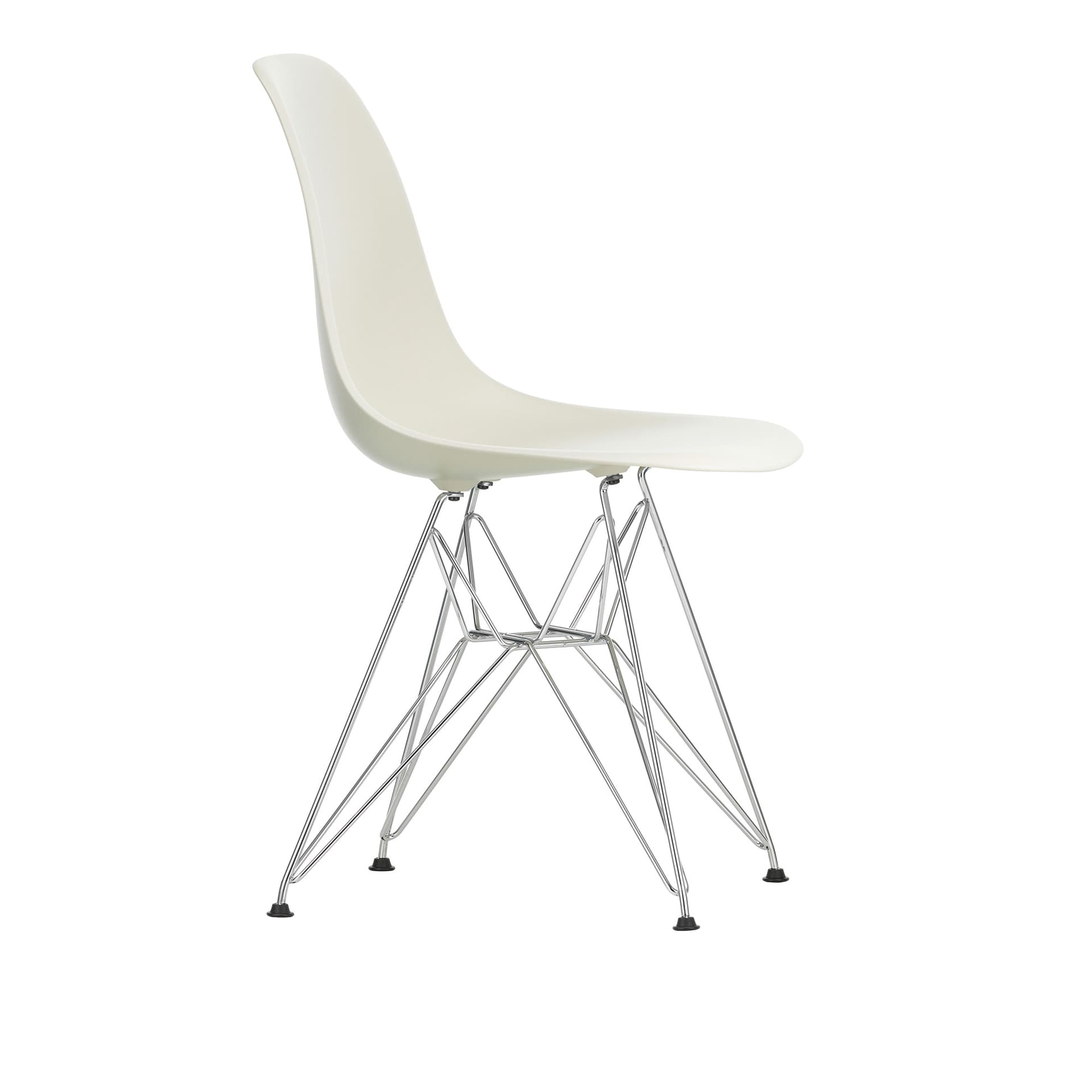 Vitra - Eames Plastic Chair DSR - 11 Pebble - Chrome Base - Spisestoler - Charles & Ray Eames - Hvit - Metall/Plast